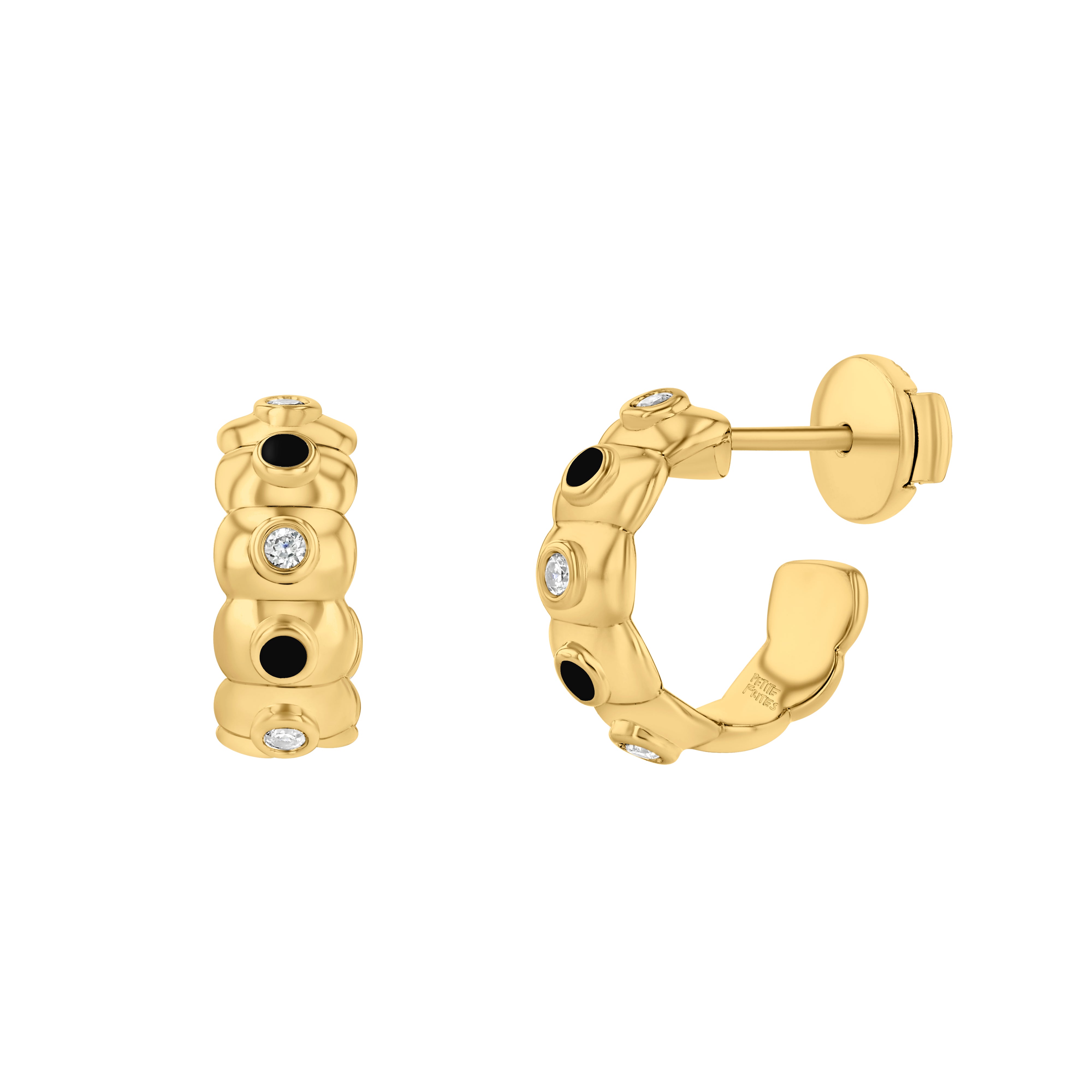 Dinner Mint Earrings, Diamond & Enamel in Midnight