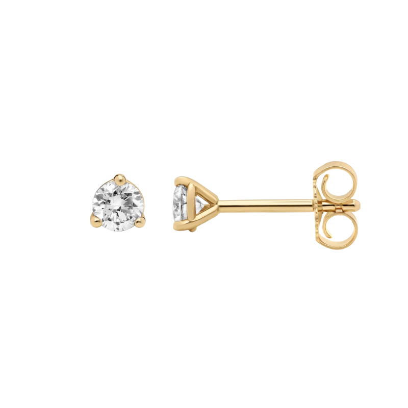 Petite Frites Coupe Earrings 3-Prong Studs in yellow gold shot from the side