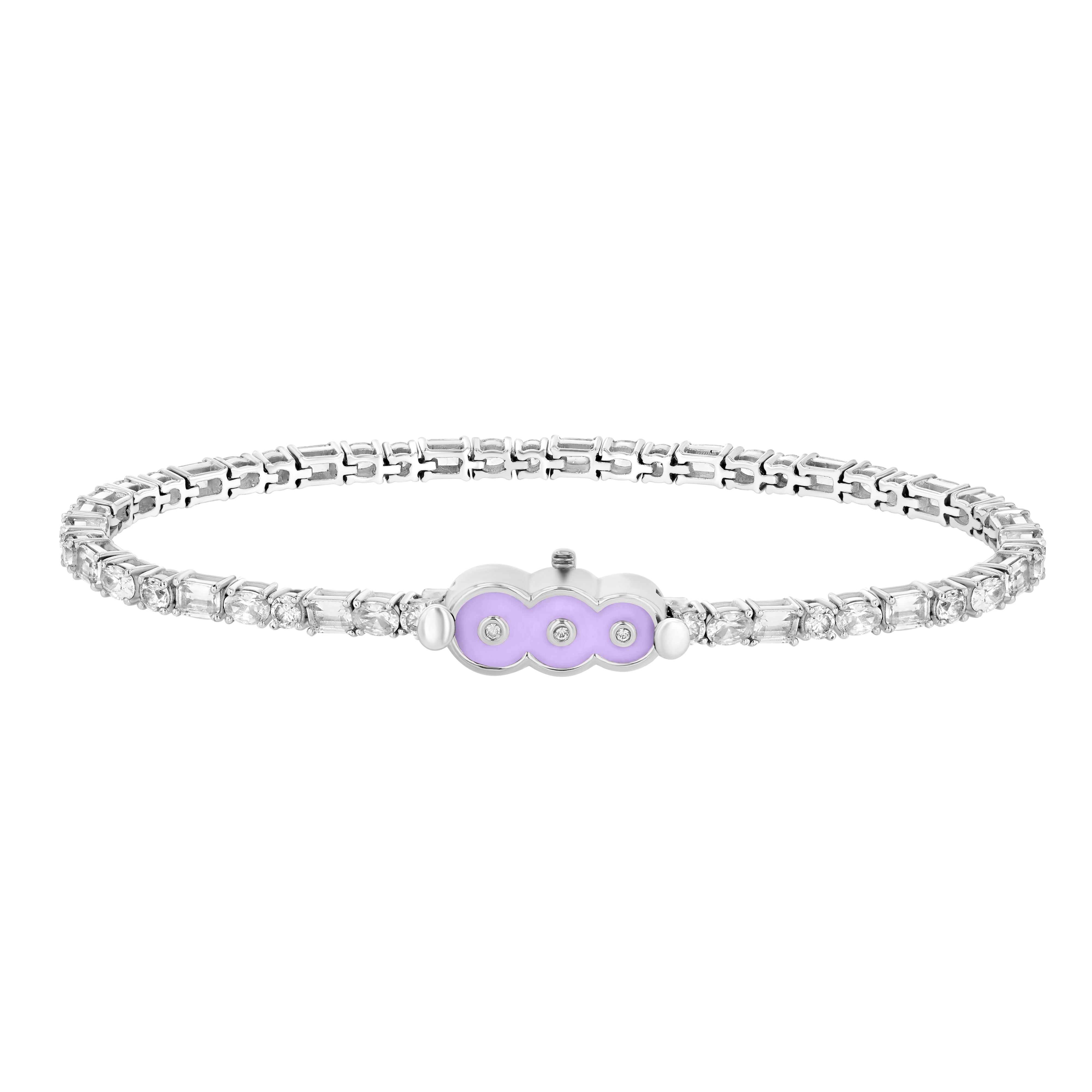 Petite Frites Mixed Stone tennis bracelet with Lavender enamel clasp