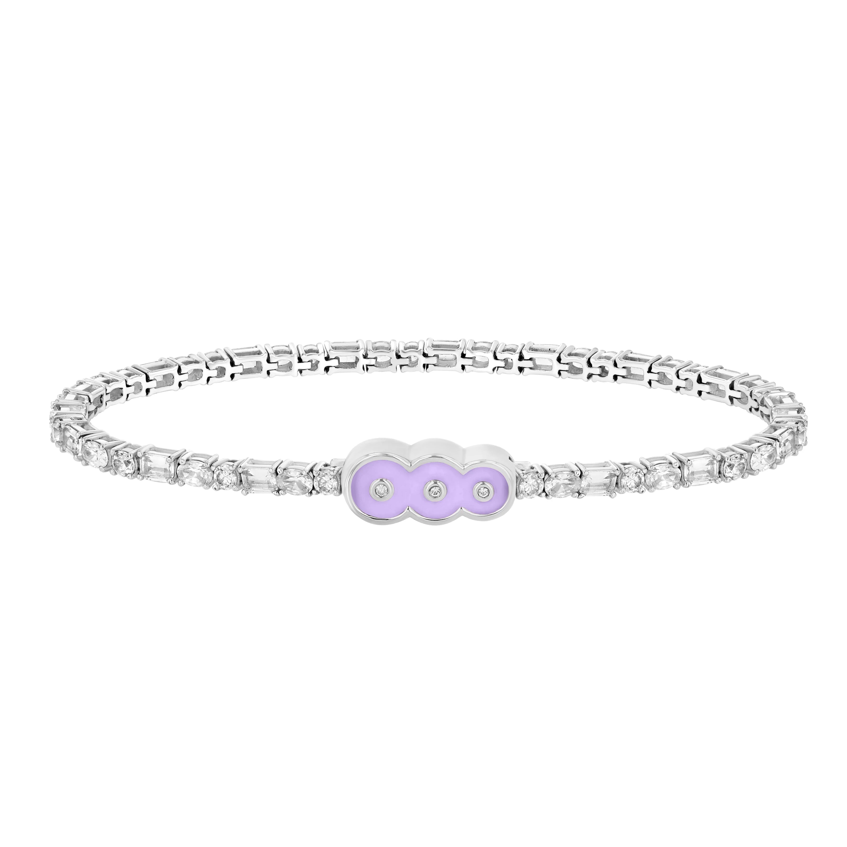 Petite Frites Mixed Stone tennis bracelet with Lavender enamel clasp
