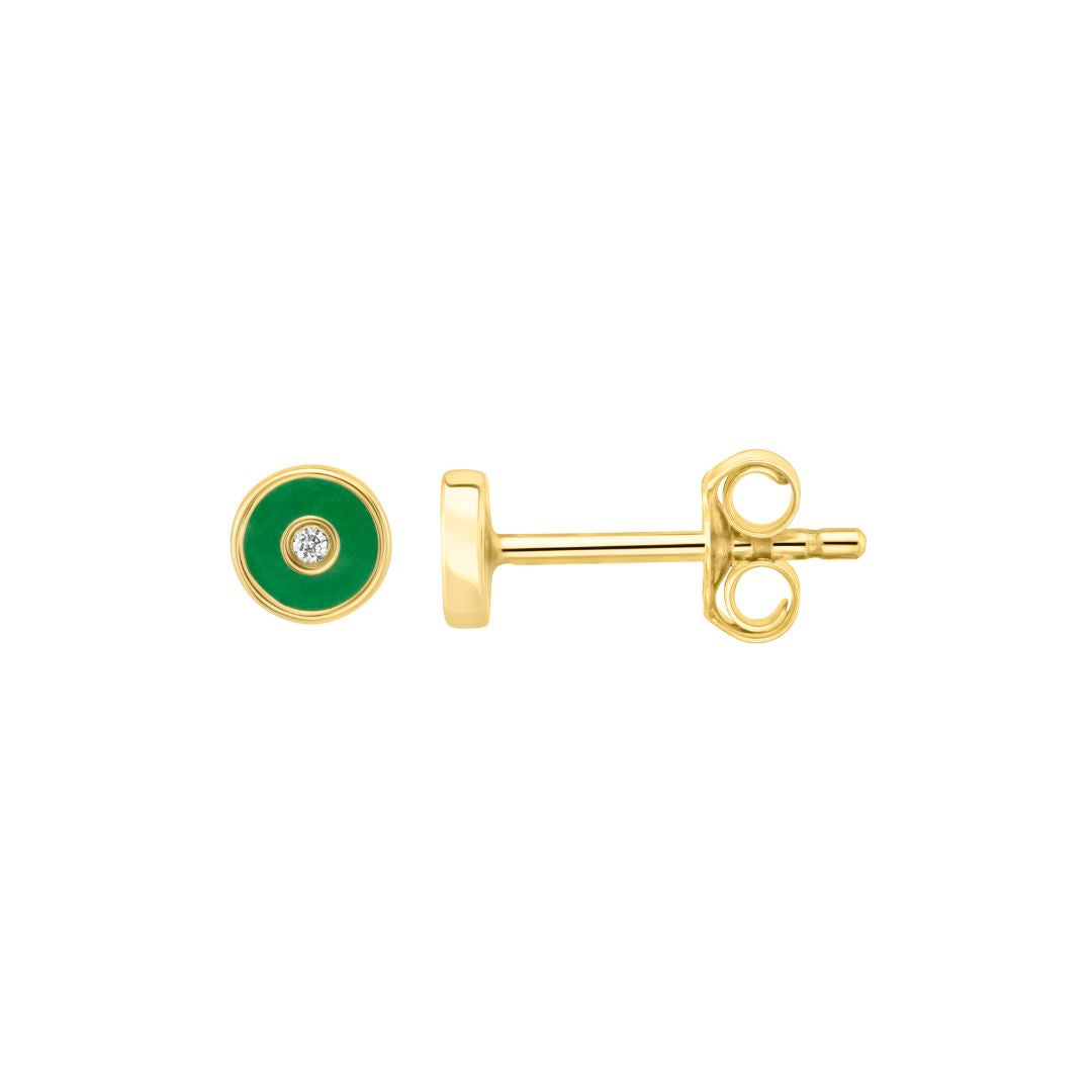 Petite Frites Round Stud Earrings in white gold and carbon neutral lab grown diamonds with enamel