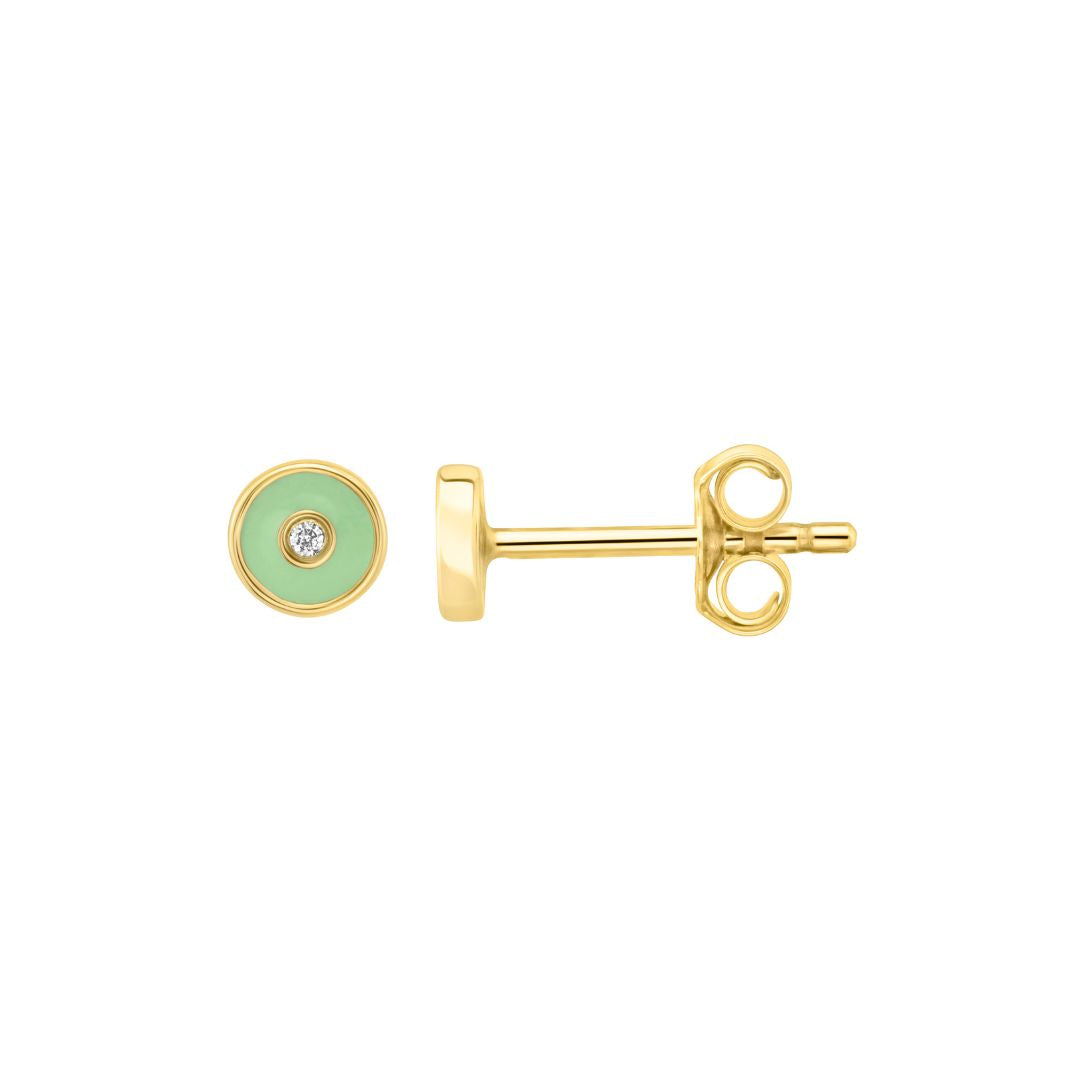 Petite Frites Round Stud Earrings in white gold and carbon neutral lab grown diamonds with enamel
