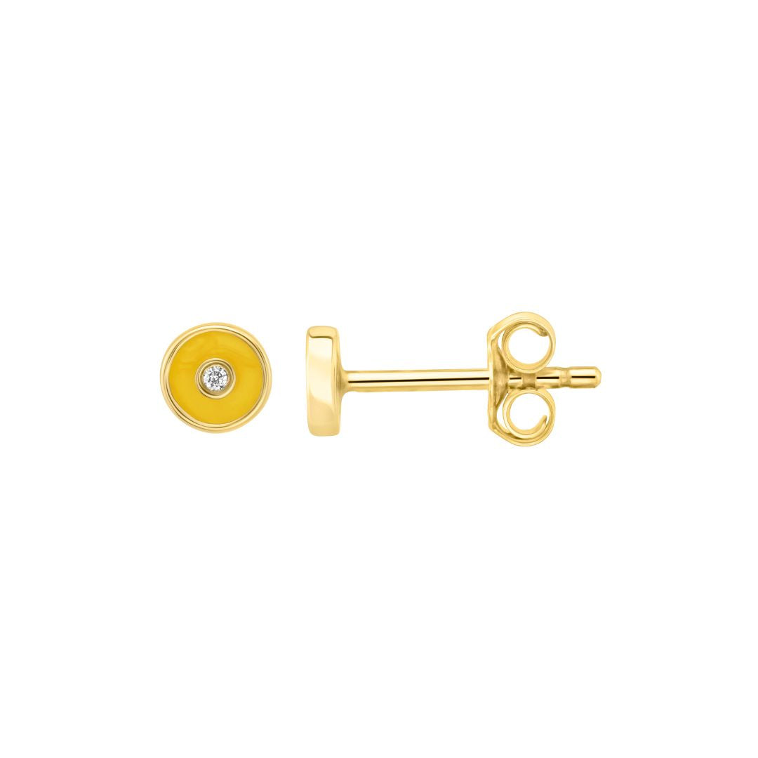 Petite Frites Round Stud Earrings in white gold and carbon neutral lab grown diamonds with enamel