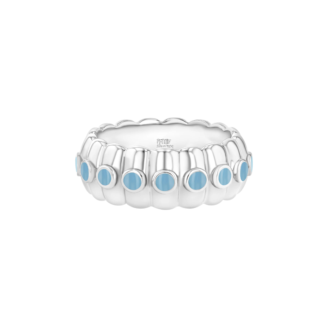 Petite Frites Cigar Band Ring in Silver