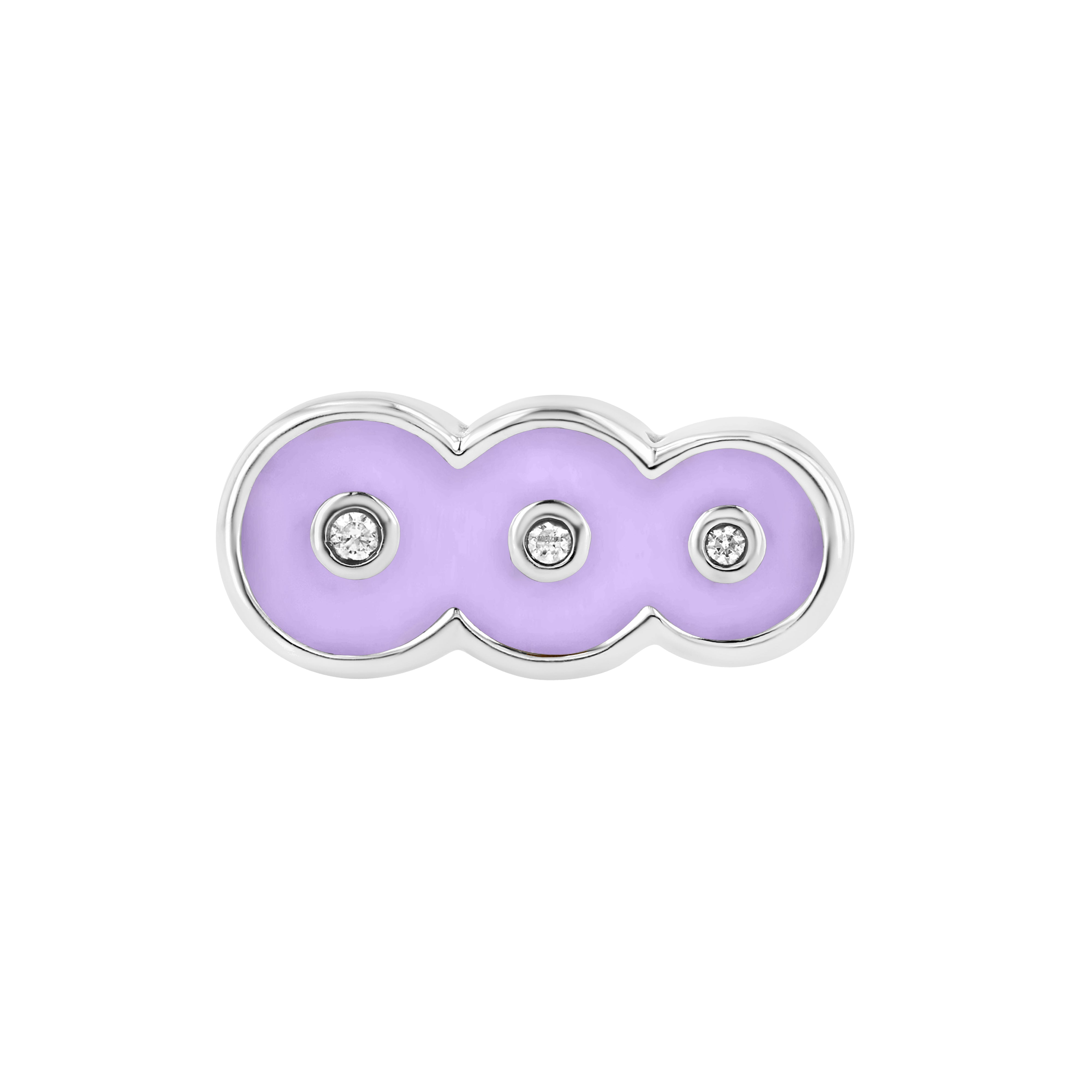 The top down view of the Petite Frites Martini Clasp in White Gold with Lavender Enamel