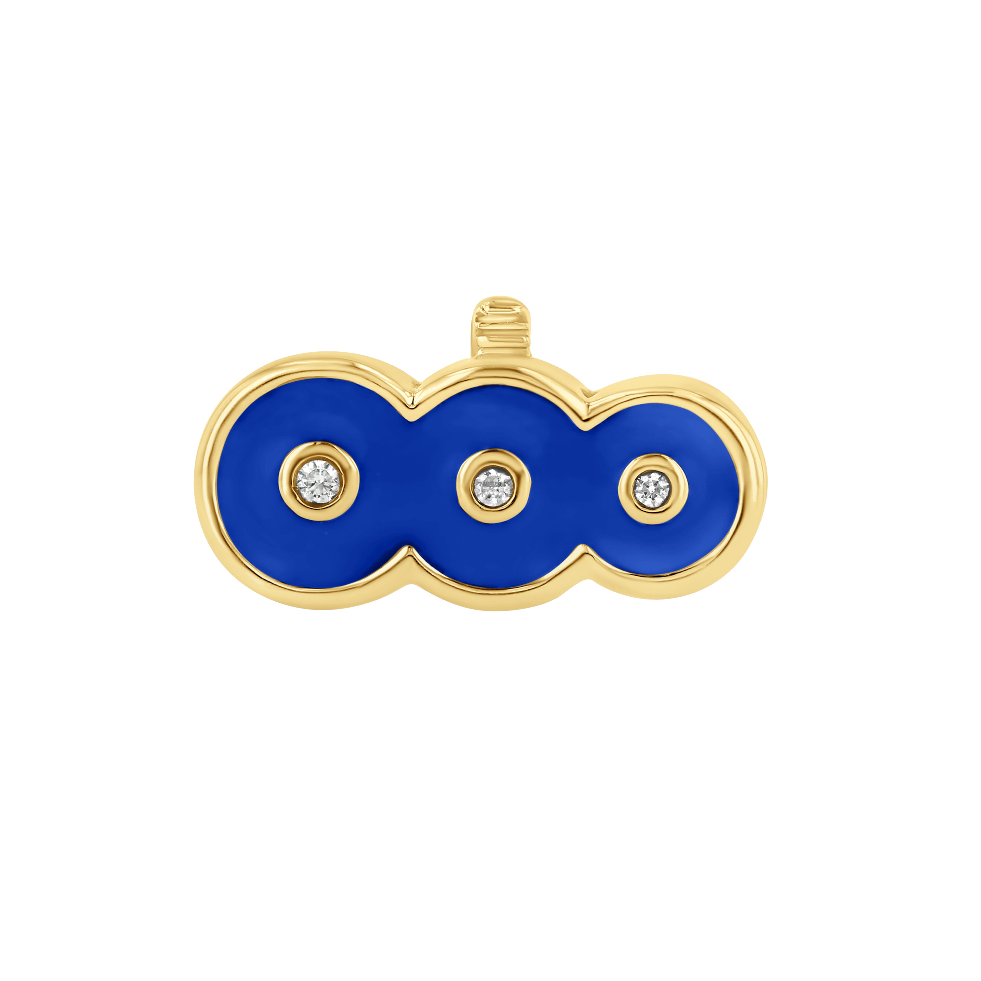 The top down view of the Petite Frites Martini Clasp in Yellow Gold with Azure Blue Enamel