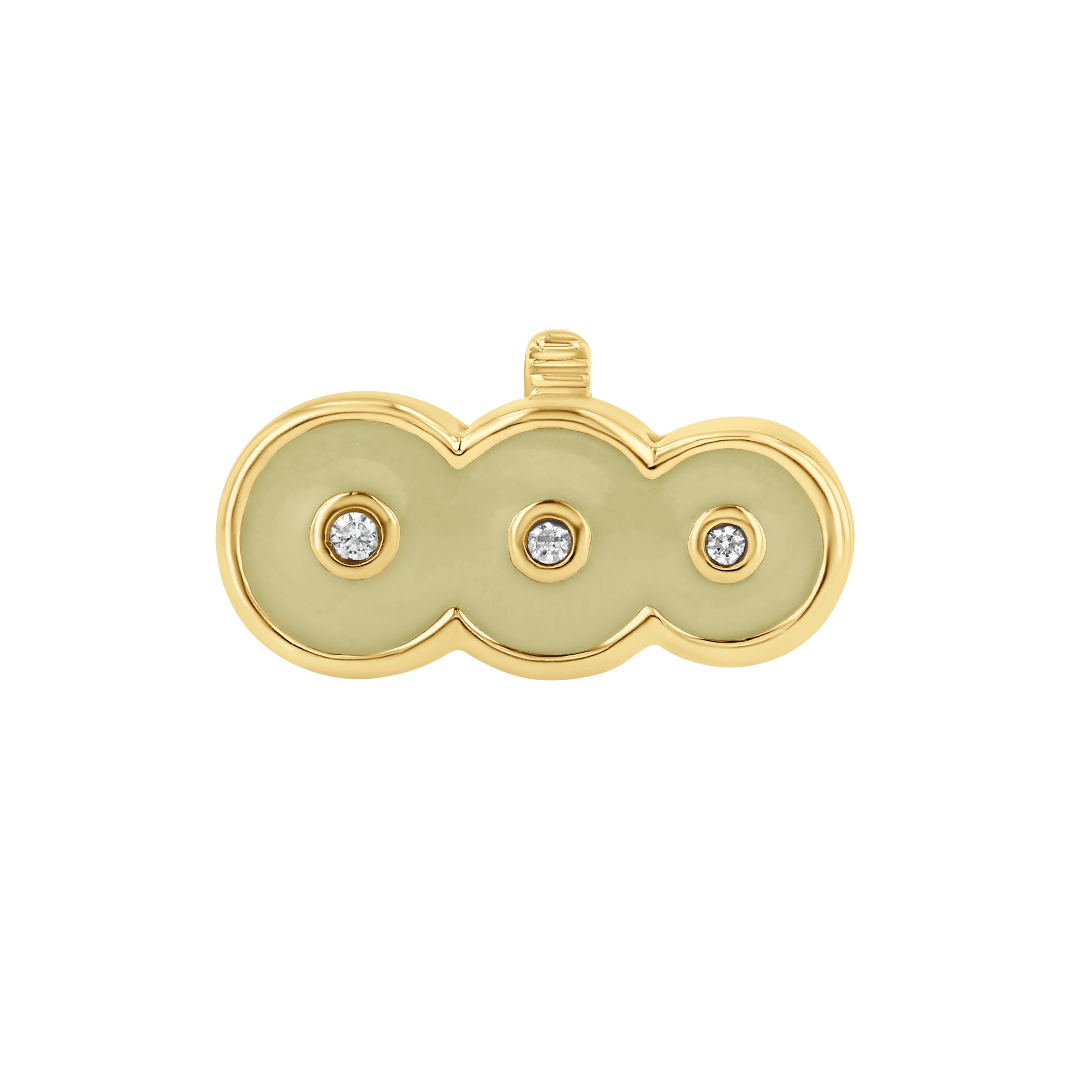 The top down view of the Petite Frites Martini Clasp in Yellow Gold with Buttercream Enamel