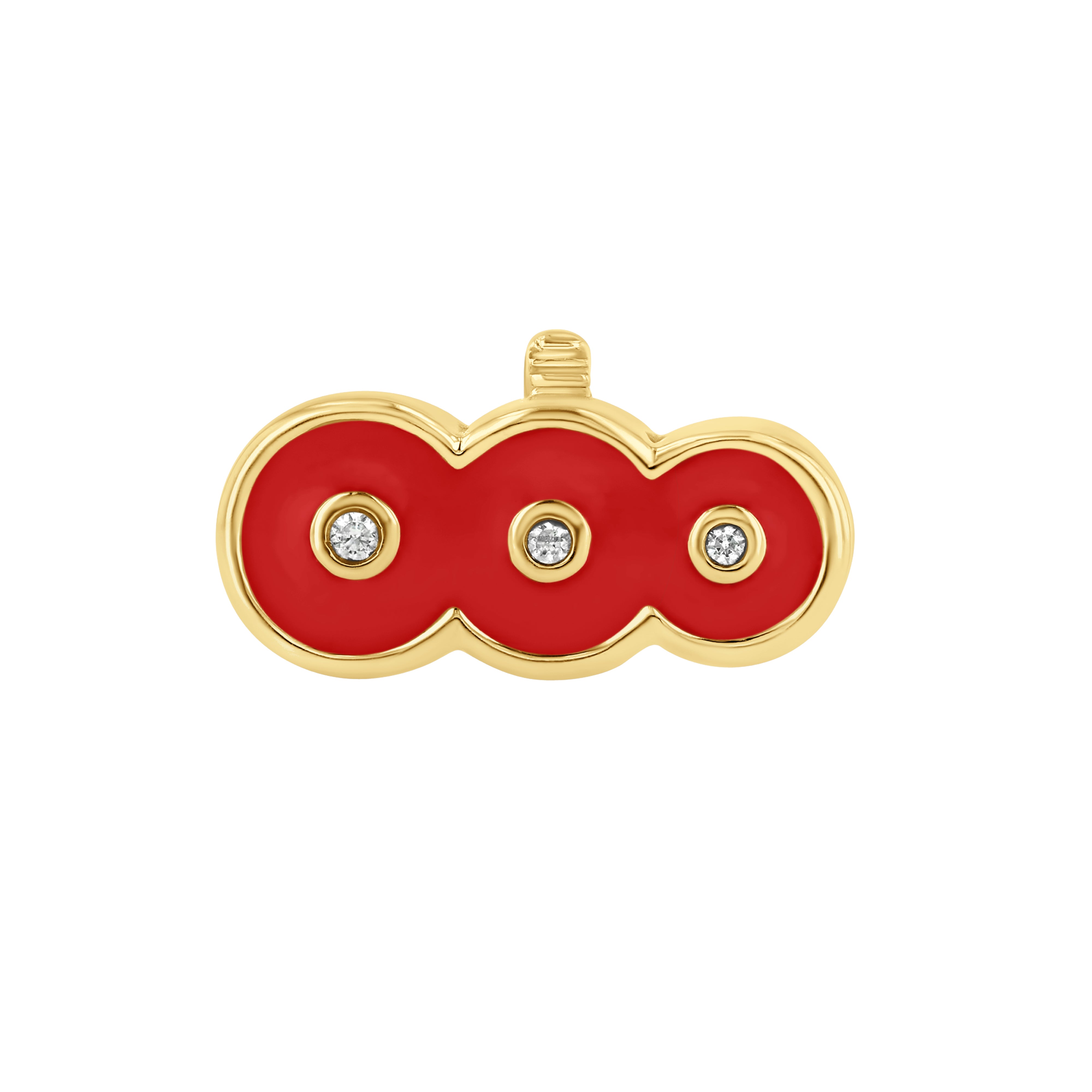 The top down view of the Petite Frites Martini Clasp in Yellow Gold with Go Go Red Enamel