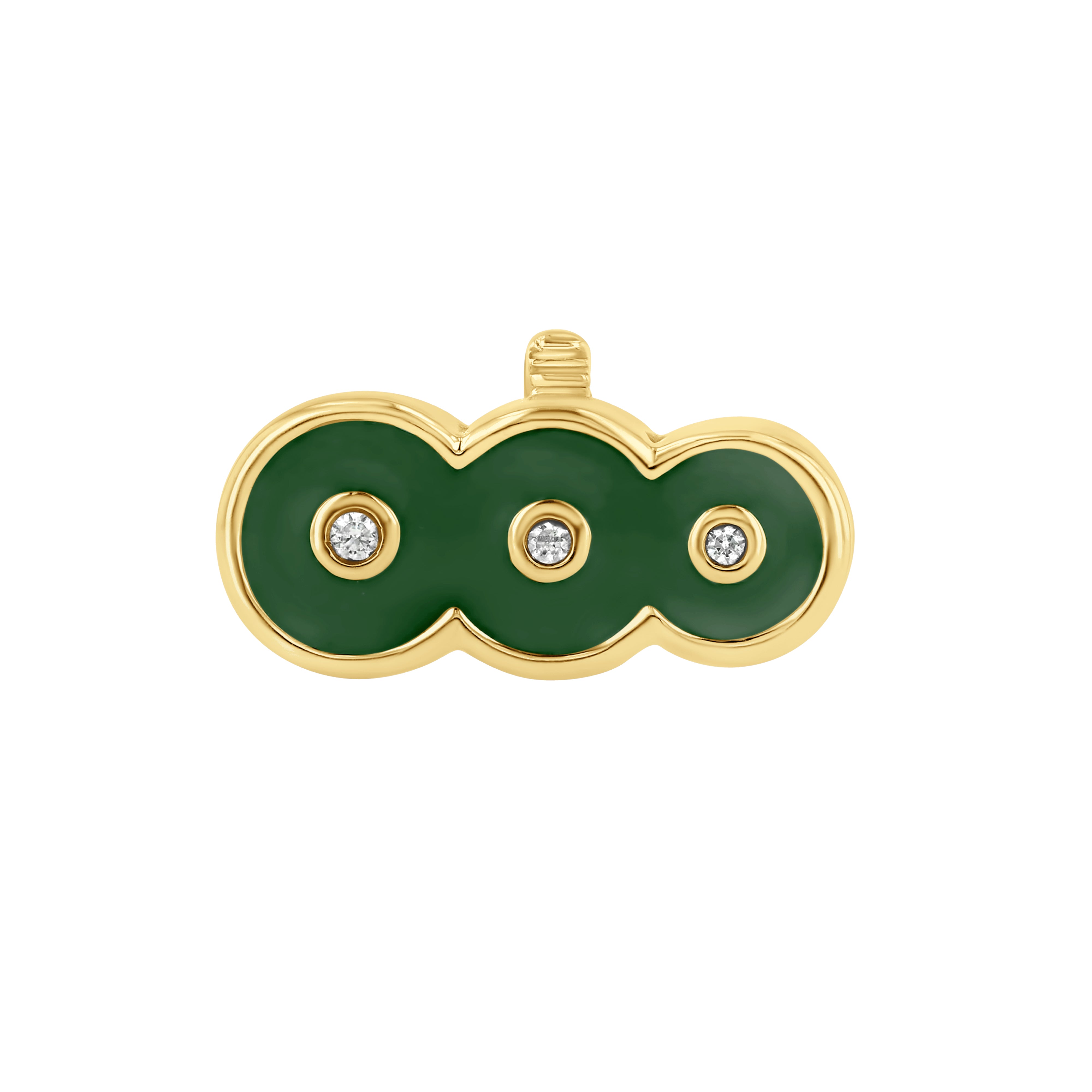 The top down view of the Petite Frites Martini Clasp in Yellow Gold with Hunter Green Enamel