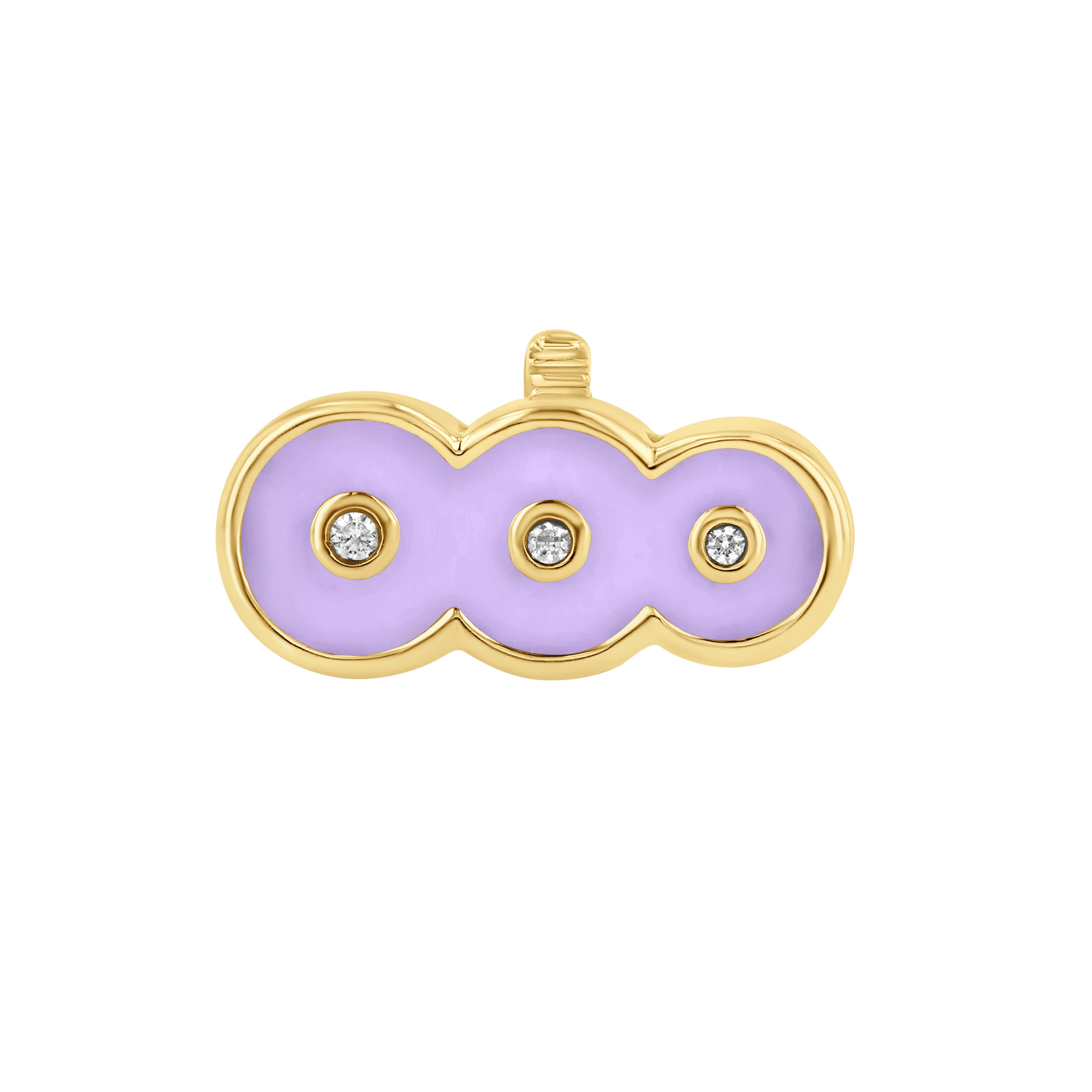 The top down view of the Petite Frites Martini Clasp in Yellow Gold with Lavender Enamel