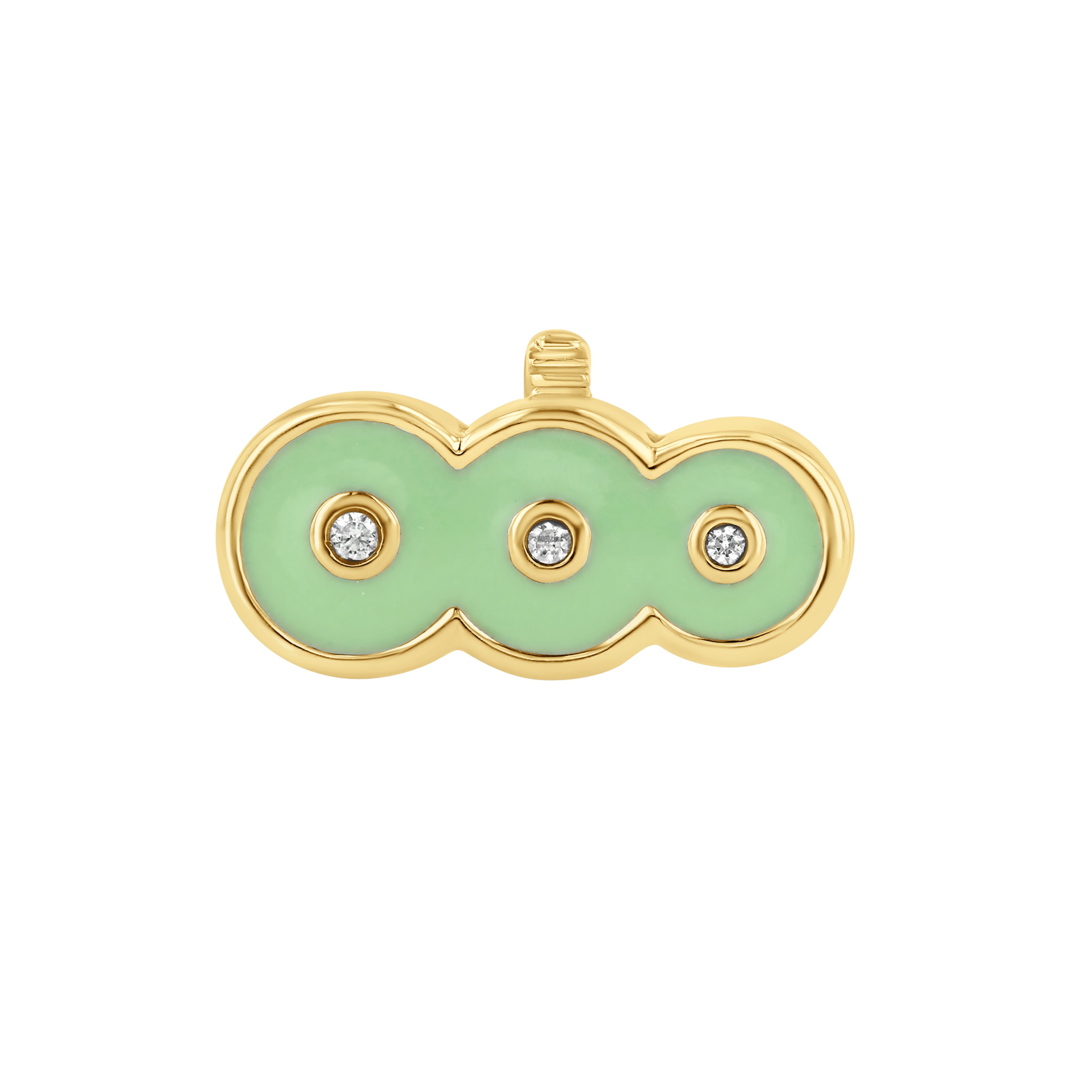 The top down view of the Petite Frites Martini Clasp in Yellow Gold with Mint Green Enamel