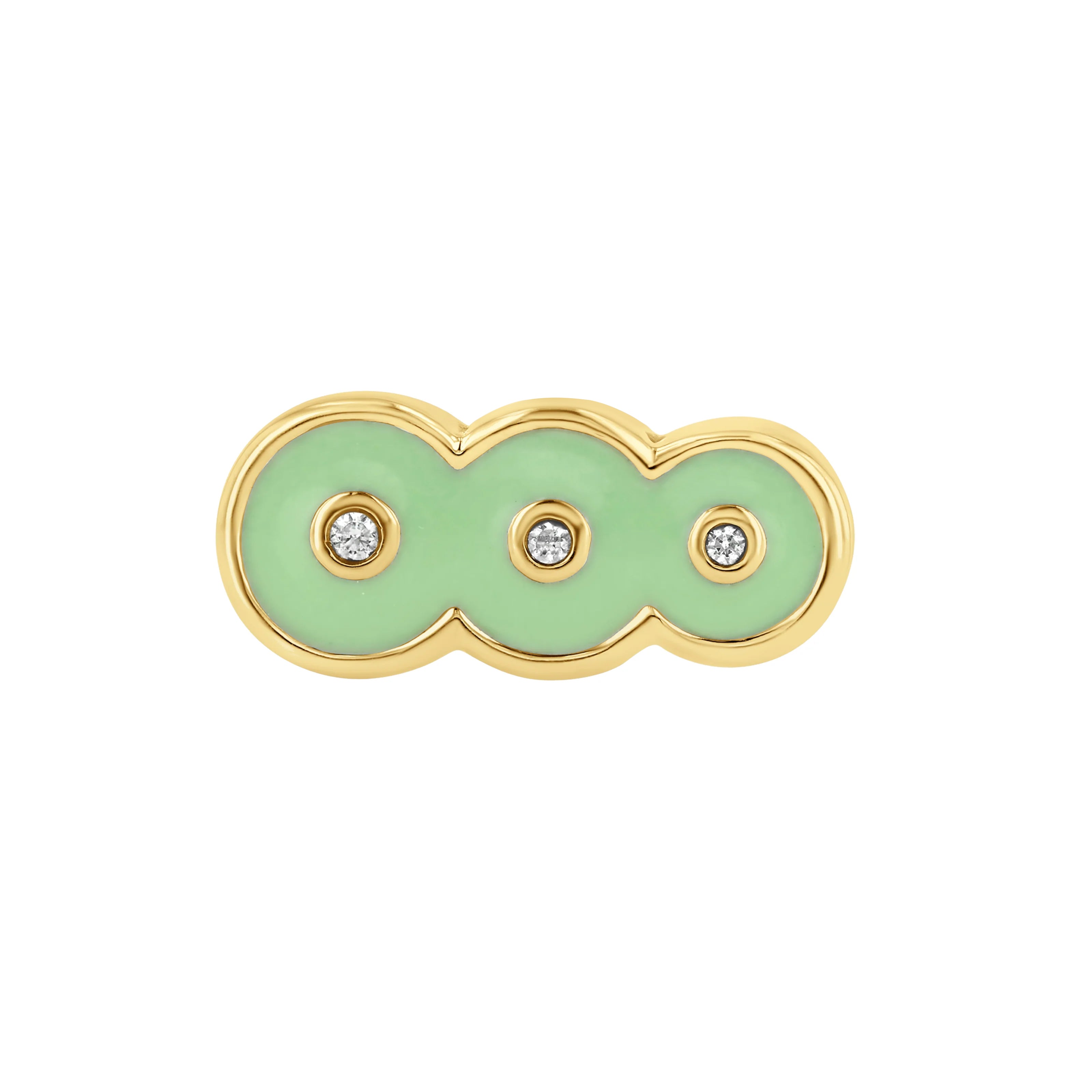 The top down view of the Petite Frites Martini Clasp in Yellow Gold with Mint Green Enamel
