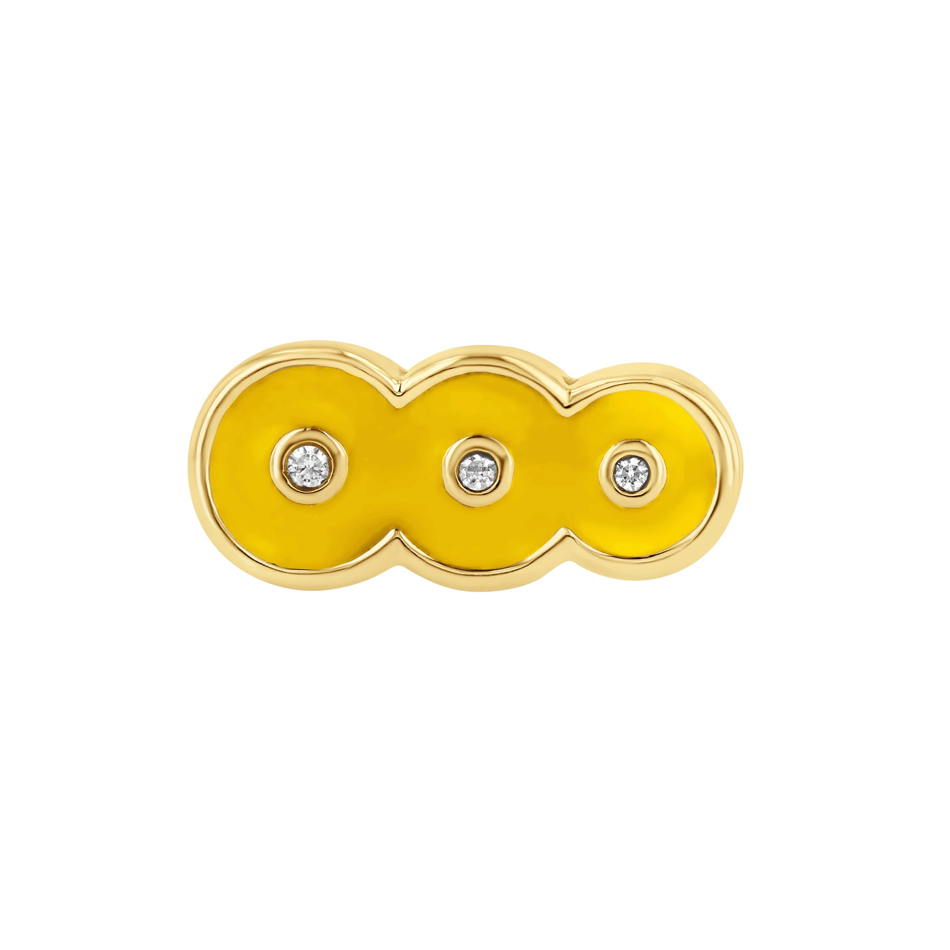 The top down view of the Petite Frites Martini Clasp in Yellow Gold with Yellow Enamel