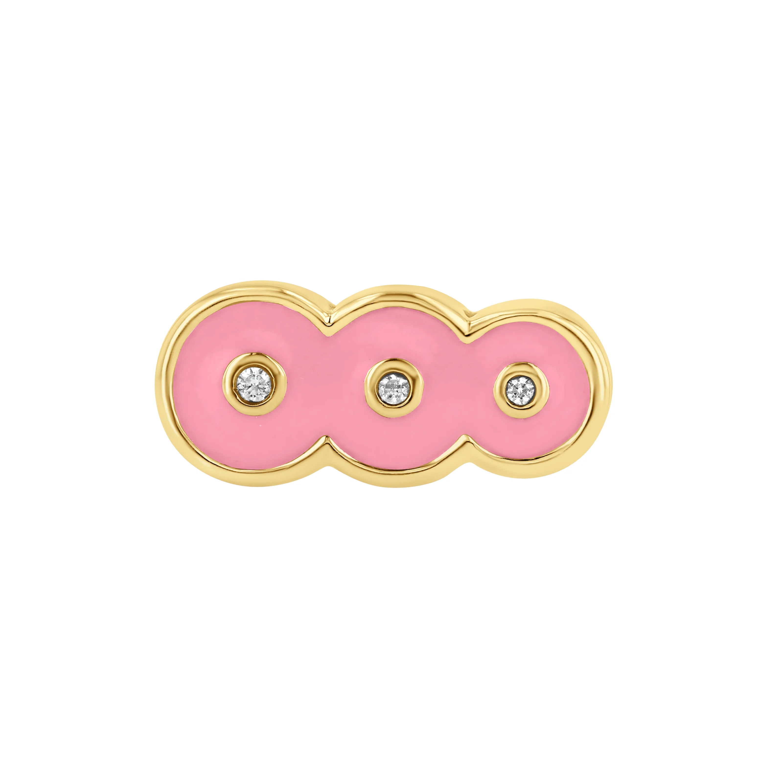 The top down view of the Petite Frites Martini Clasp in Yellow Gold with Pink Enamel