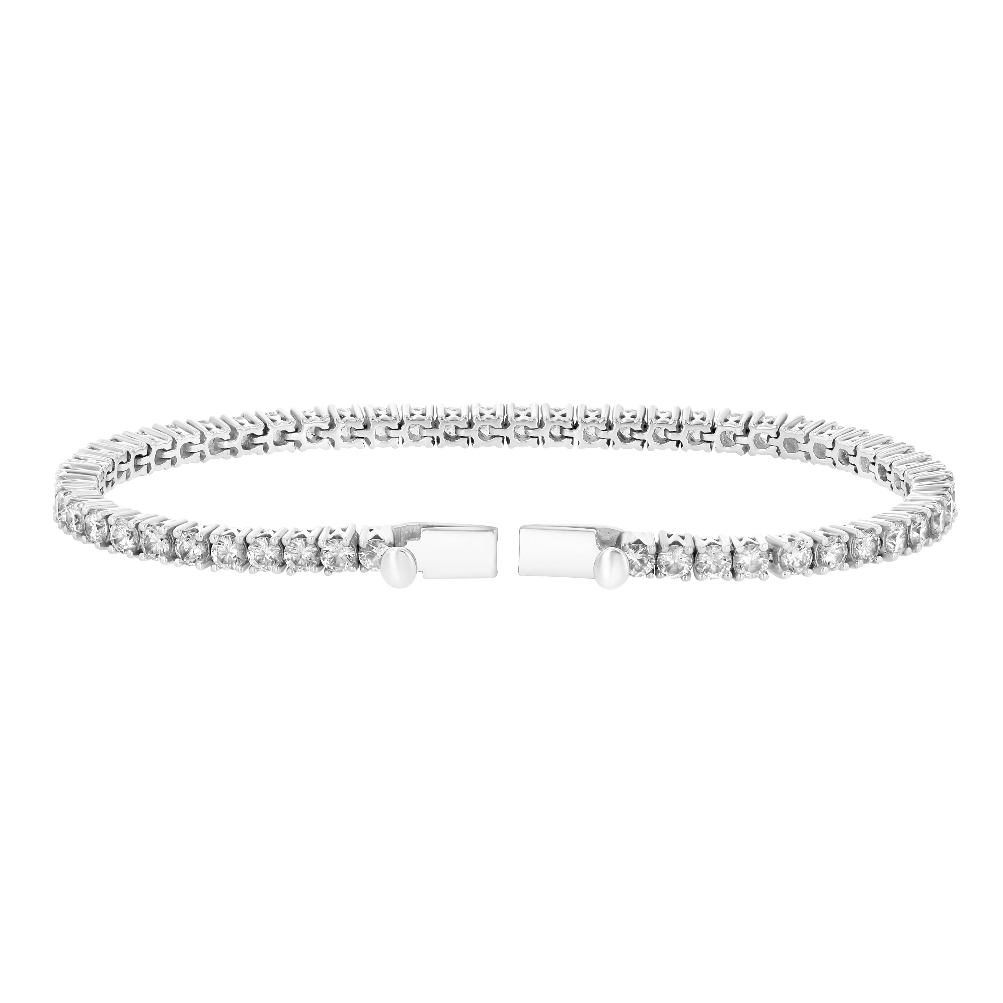 The front view of the Petite Frites Grande Round Prong Set Tennis Bracelet in White Gold