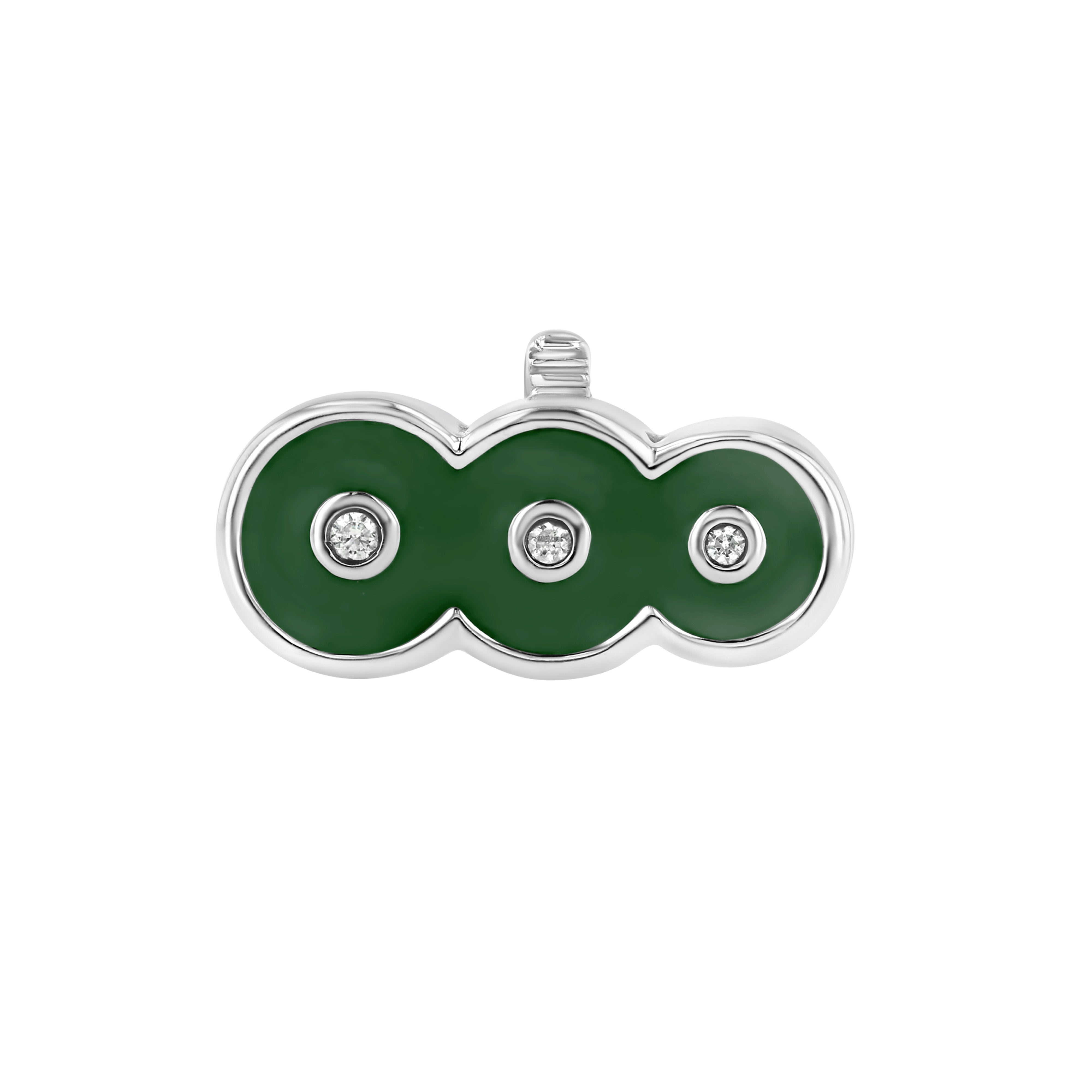 The top down view of the Petite Frites Martini Clasp in White Gold with Enamel in Hunter Green