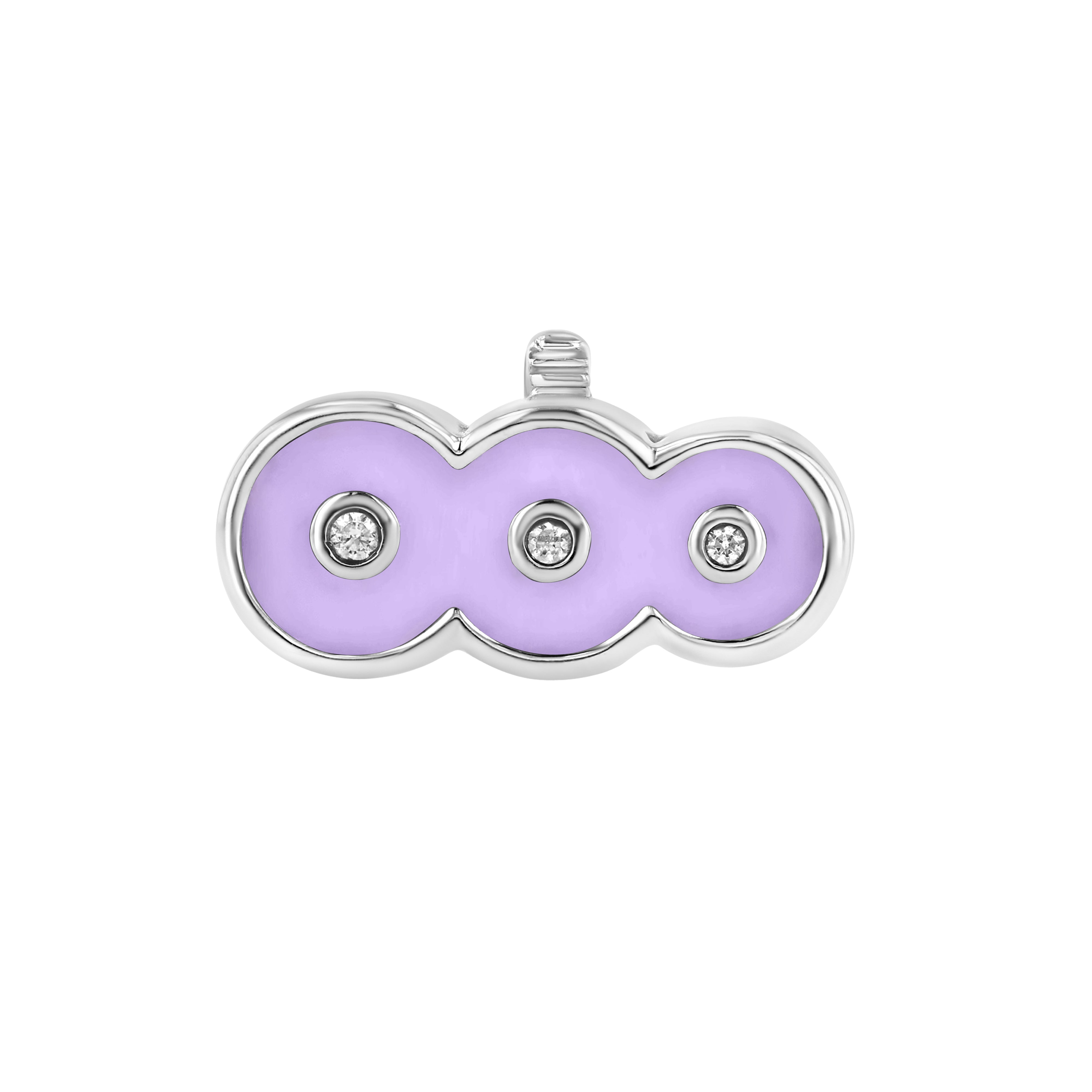 The top down view of the Petite Frites Martini Clasp in White Gold with Lavender Enamel