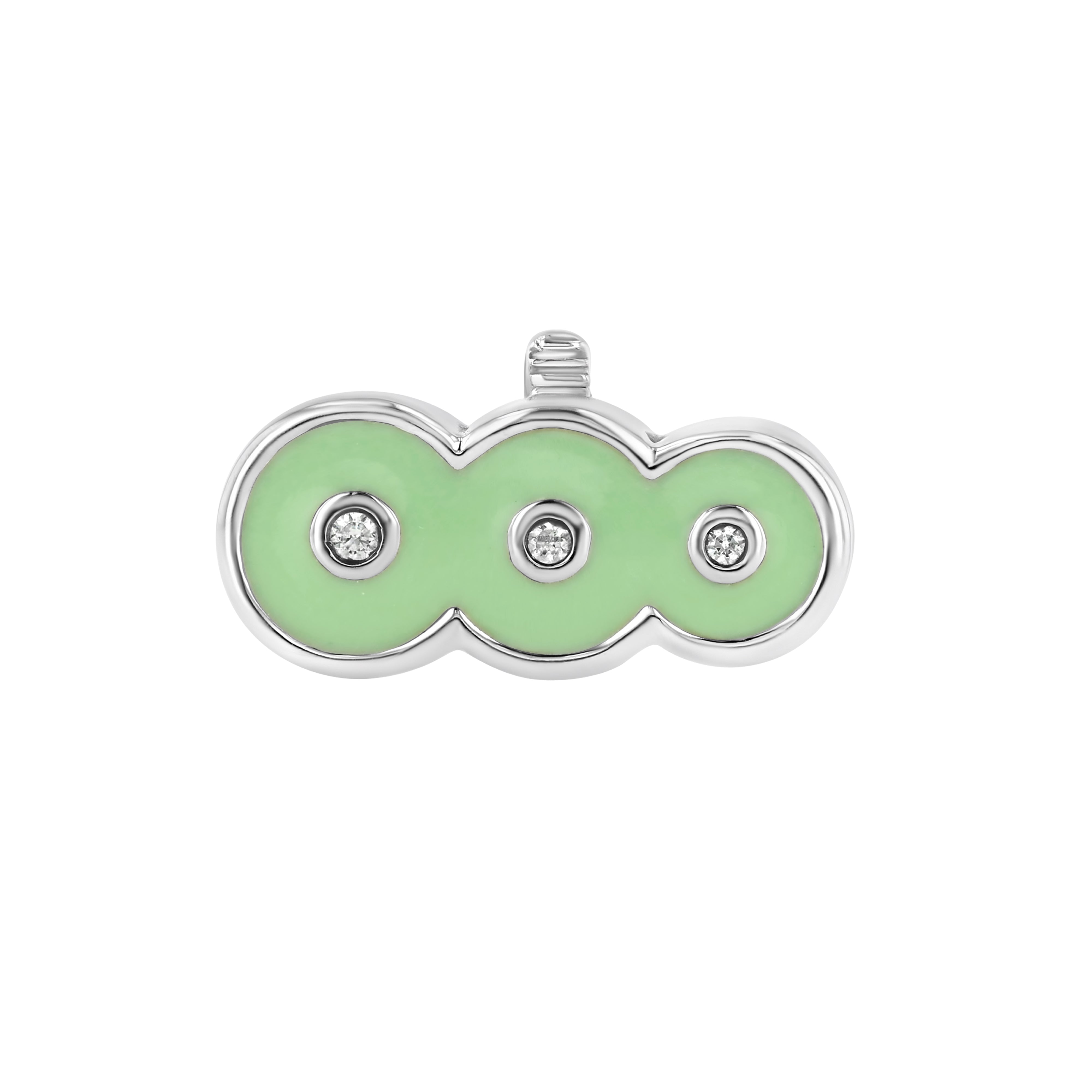 The top down view of the Petite Frites Martini Clasp in White Gold with Enamel in Mint Green