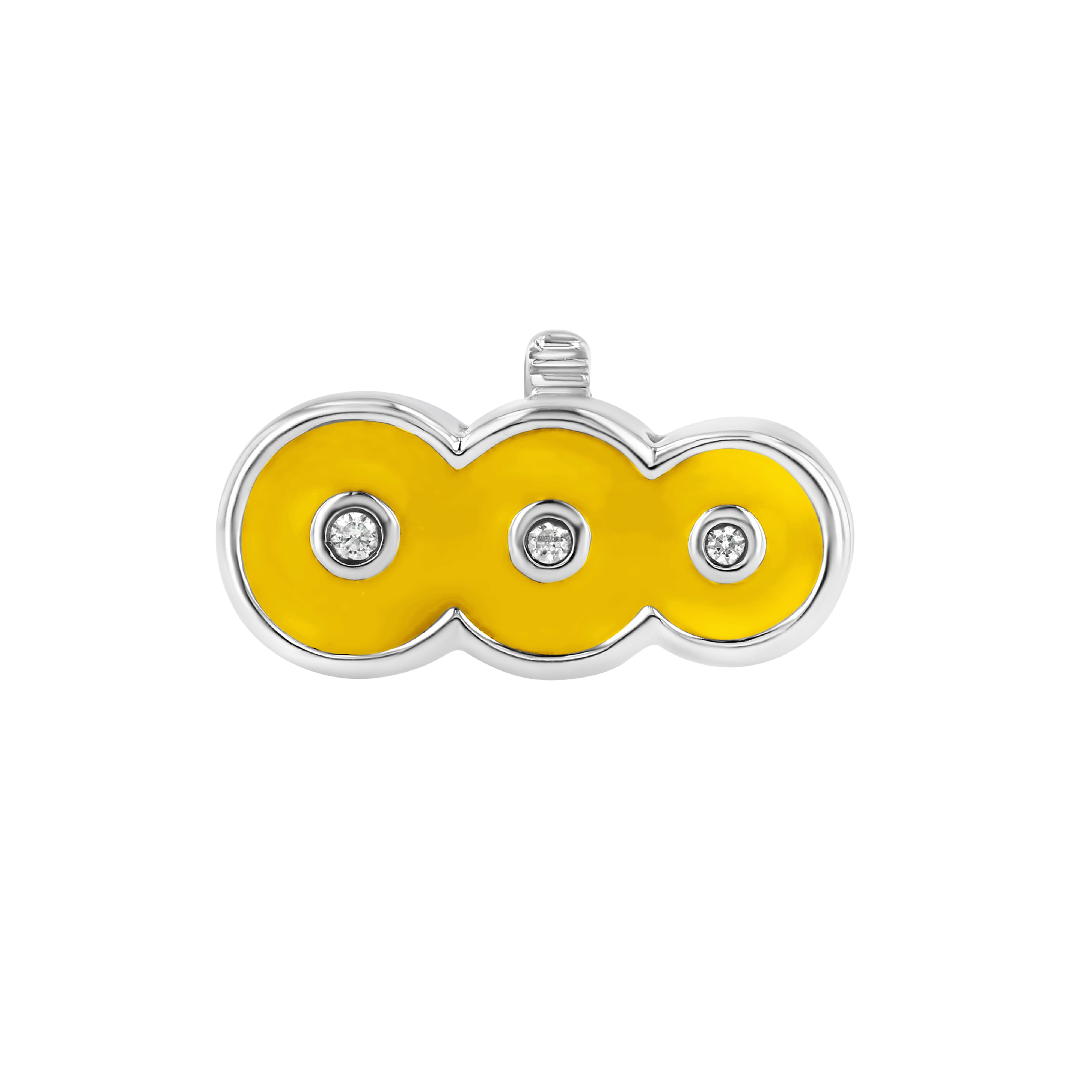 The top down view of the Petite Frites Martini Clasp in White Gold with Enamel in Yellow