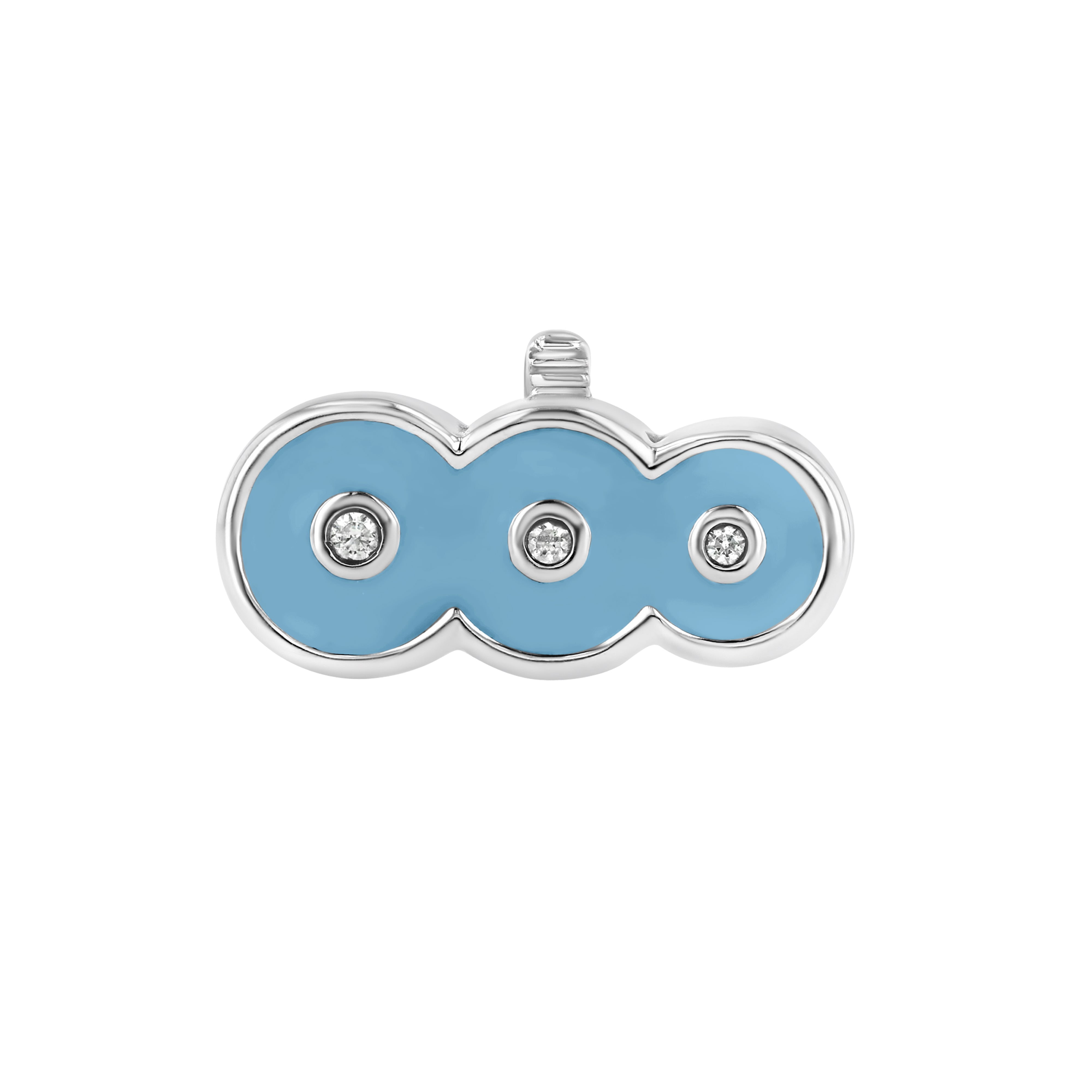 The top down view of the Petite Frites Martini Clasp in White Gold with Enamel in Sky Blue