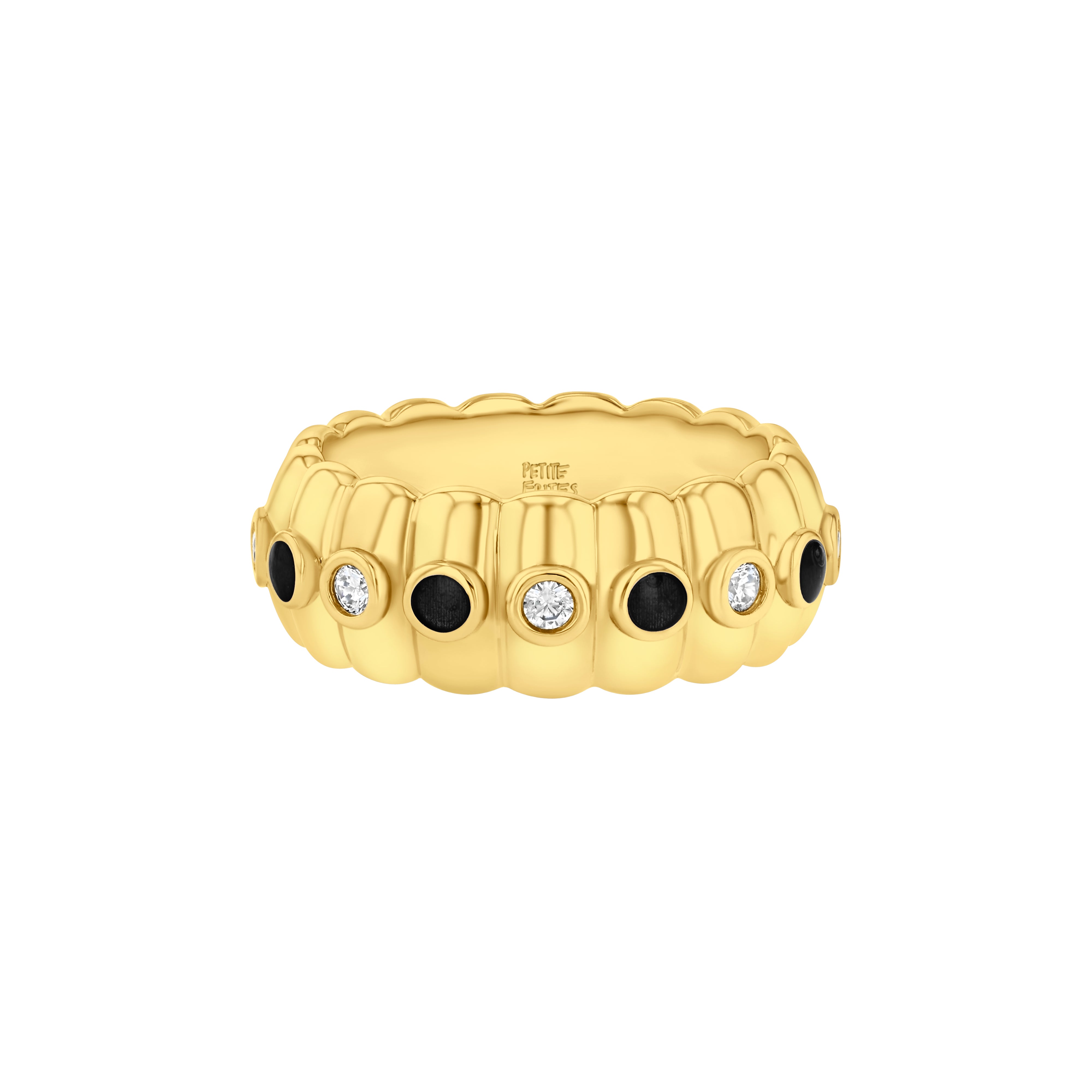 Cigar Band Ring, Diamond & Enamel in Midnight