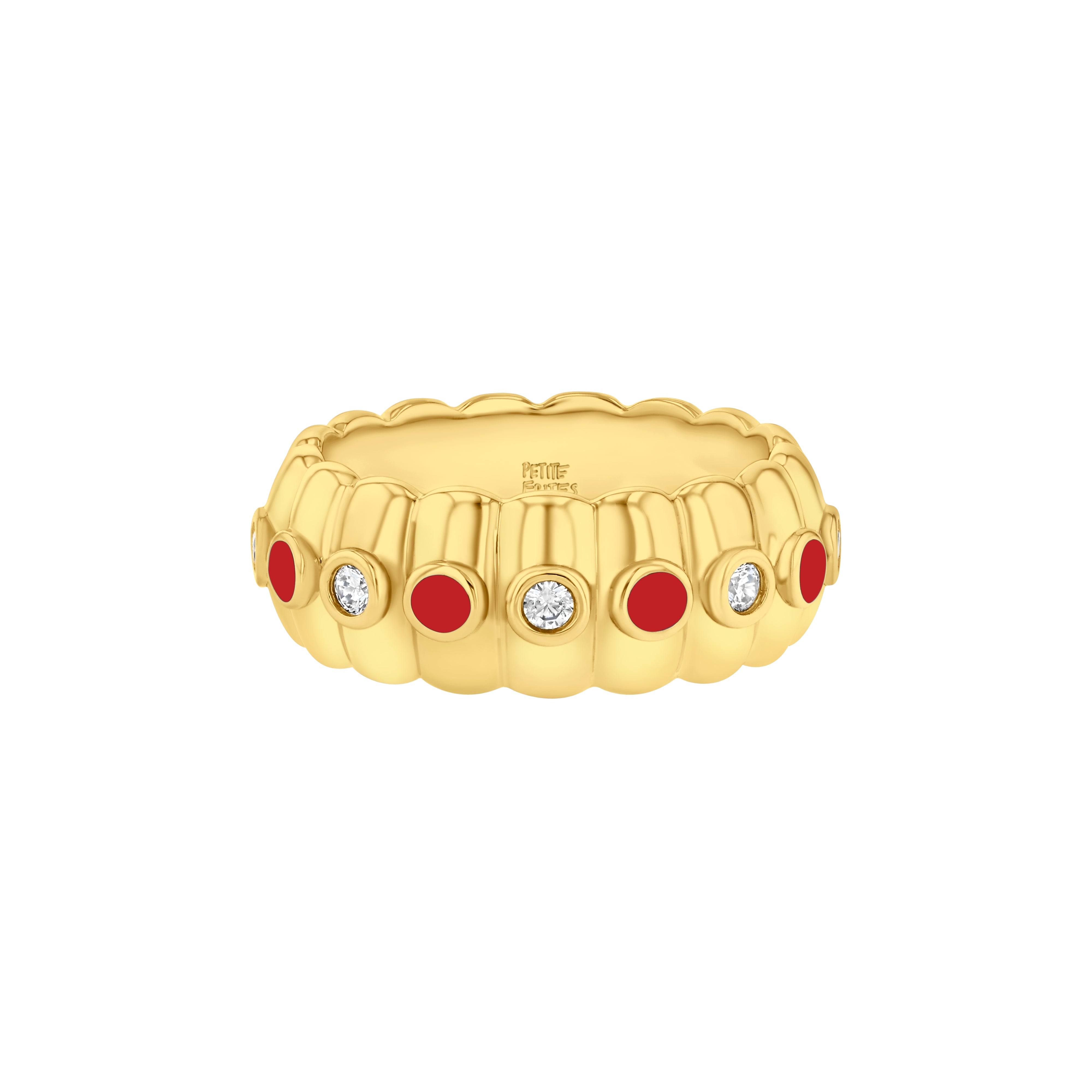 Cigar Band Ring, Diamond & Enamel in Gogo Red