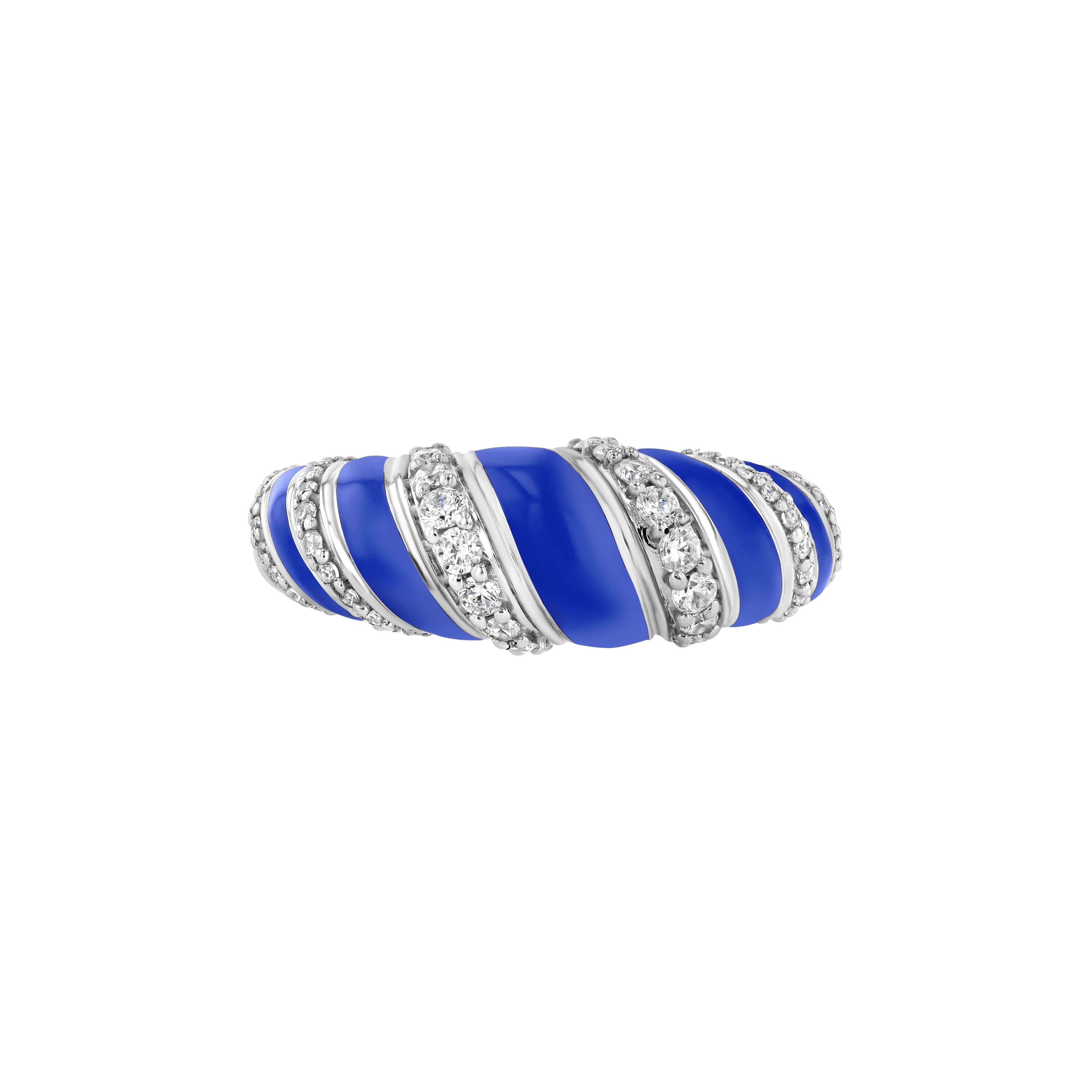 With A Twist Ring, Diamond & Enamel in Azure Blue