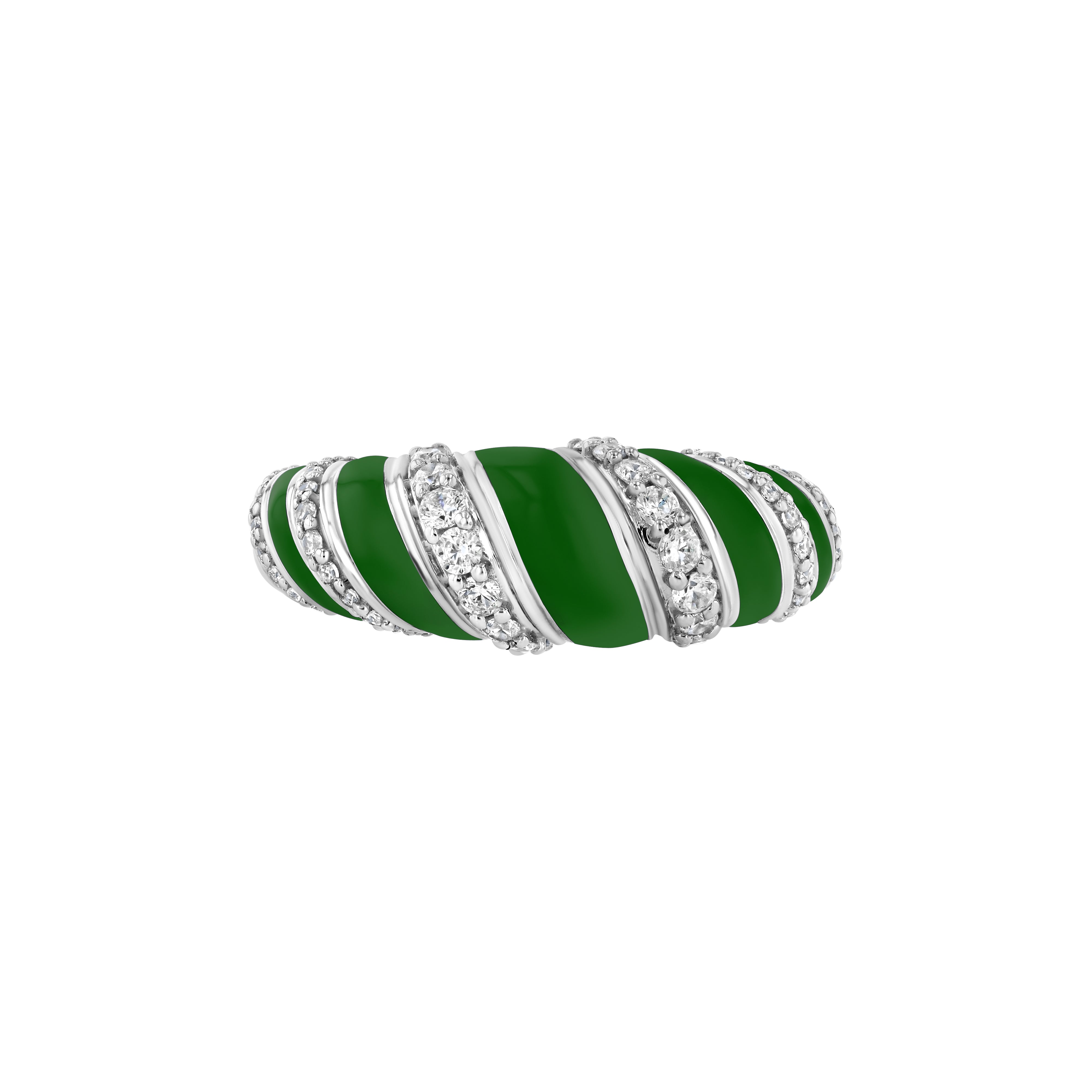 With A Twist Ring, Diamond & Enamel in Hunter Green