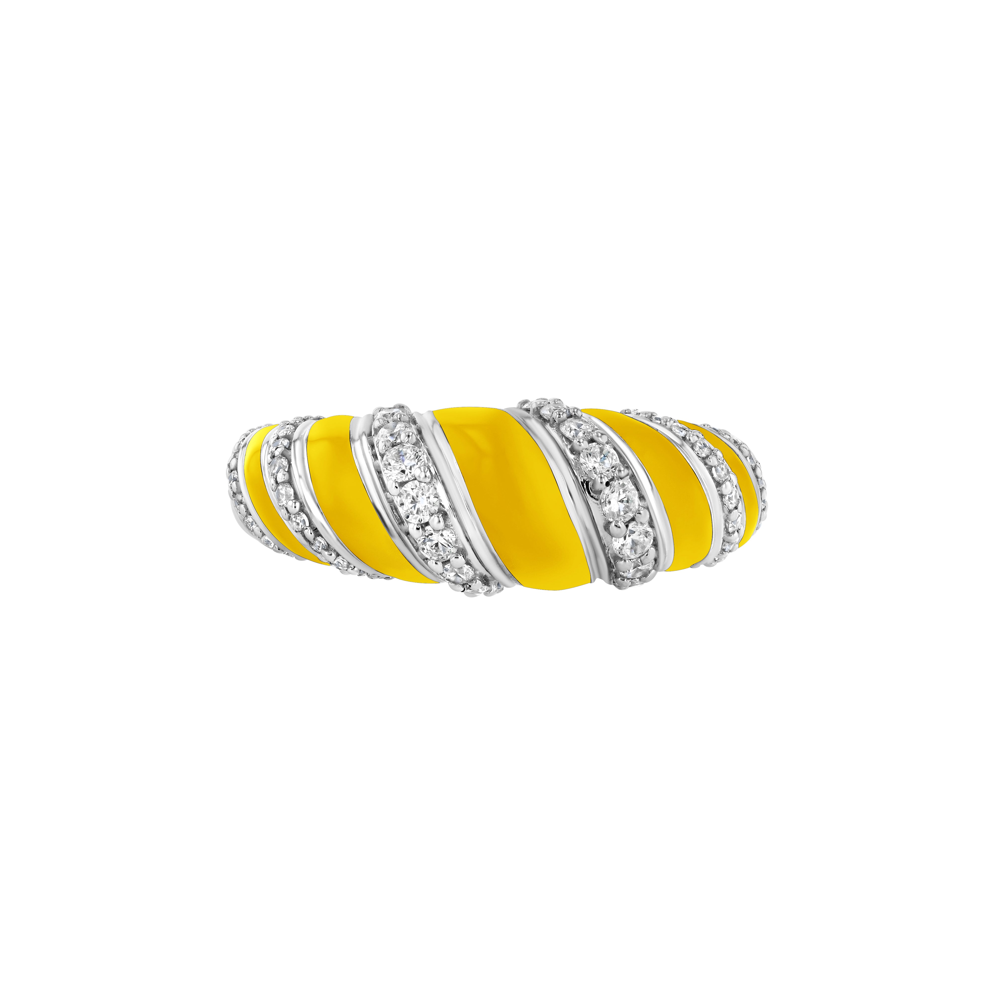 With A Twist Ring, Diamond & Enamel in Mustard Yellow