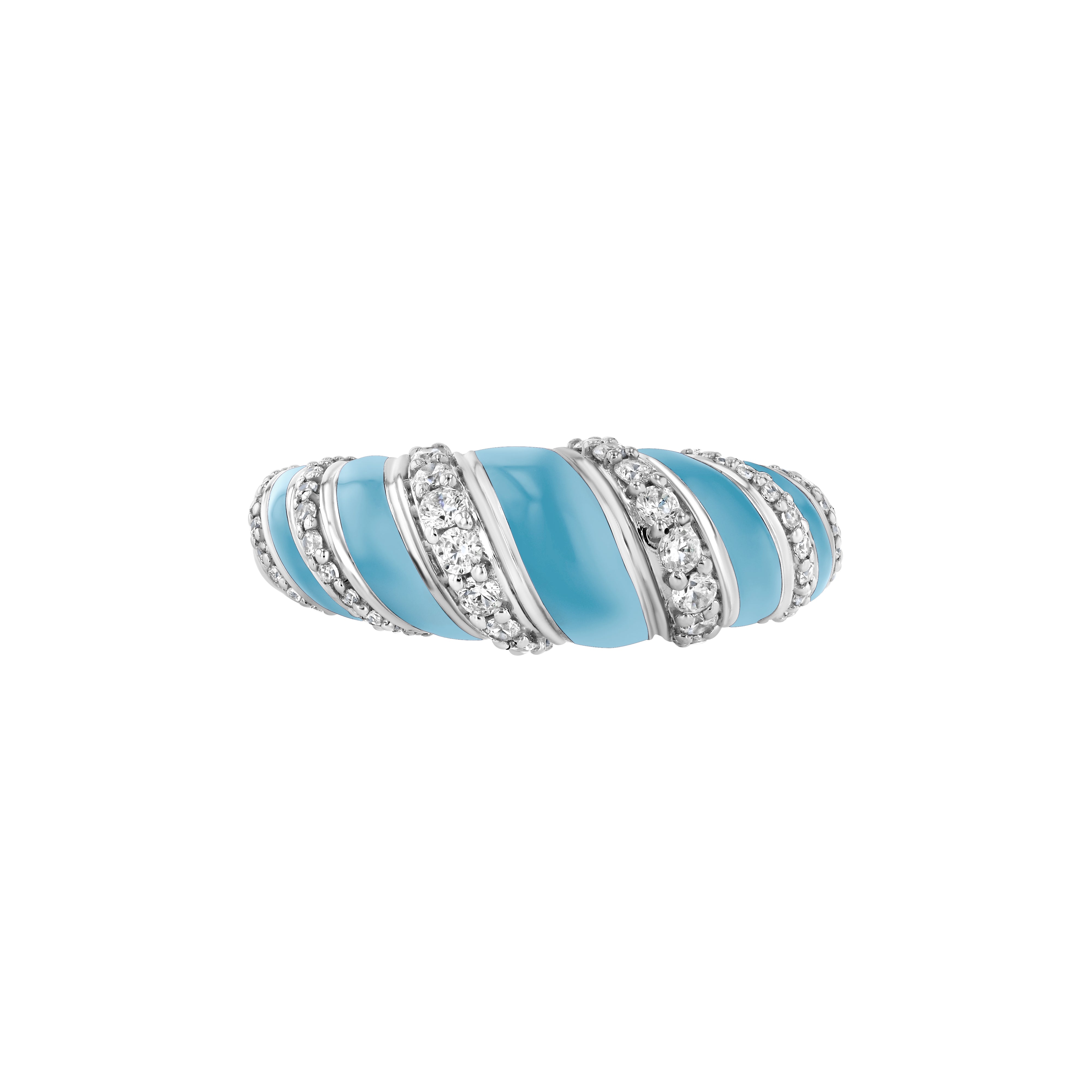 With A Twist Ring, Diamond & Enamel in Sky Blue