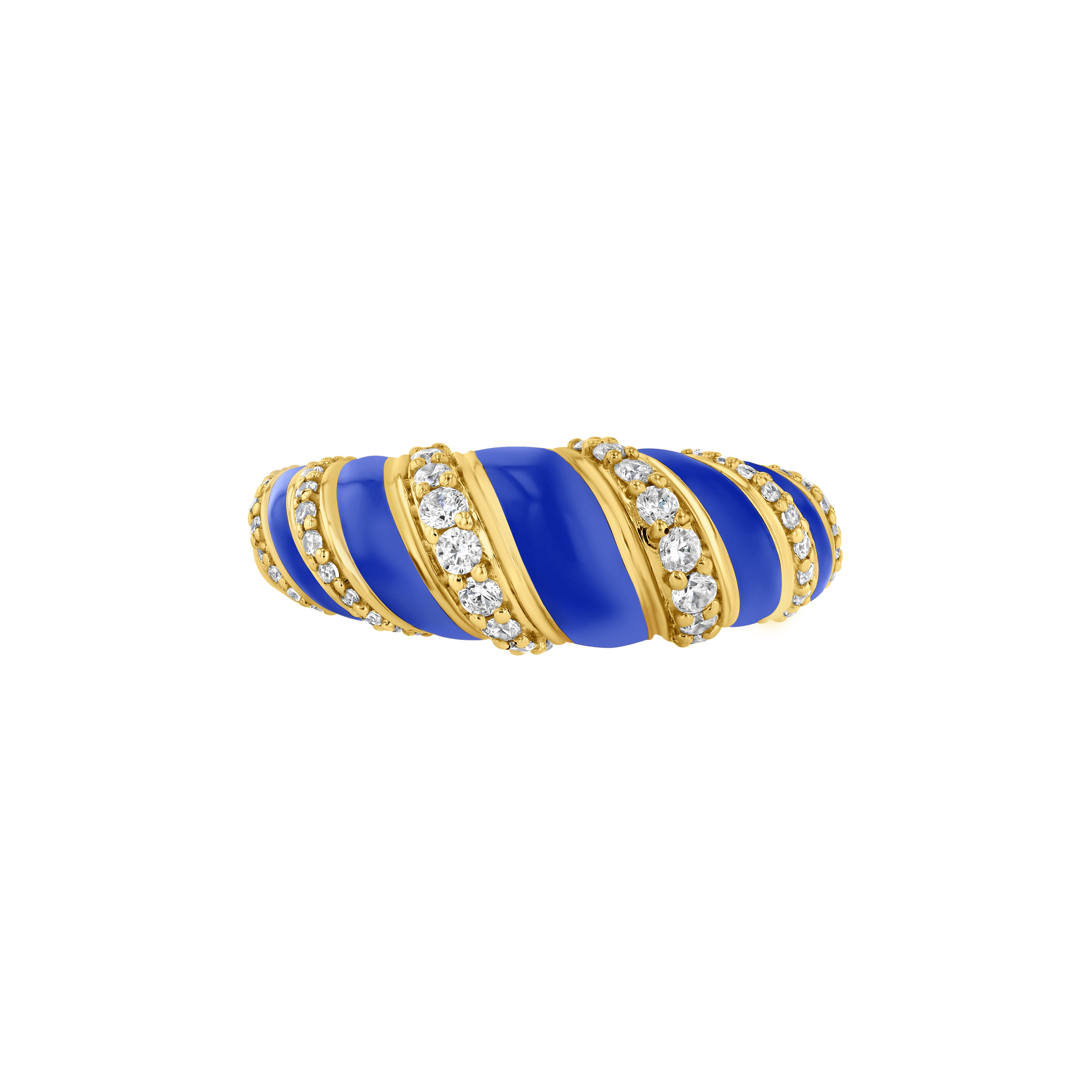With A Twist Ring, Diamond & Enamel in Azure Blue