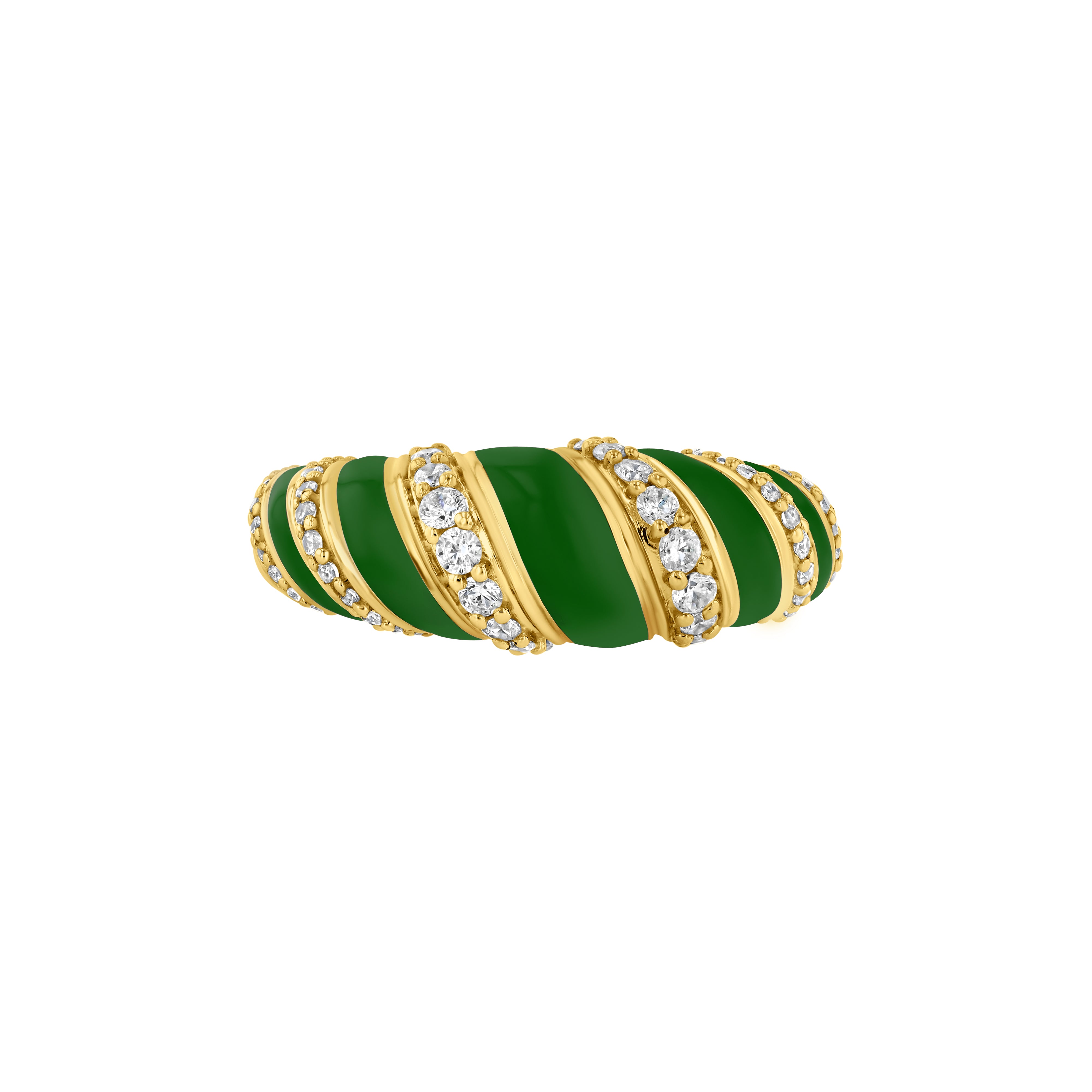 With A Twist Ring, Diamond & Enamel in Hunter Green