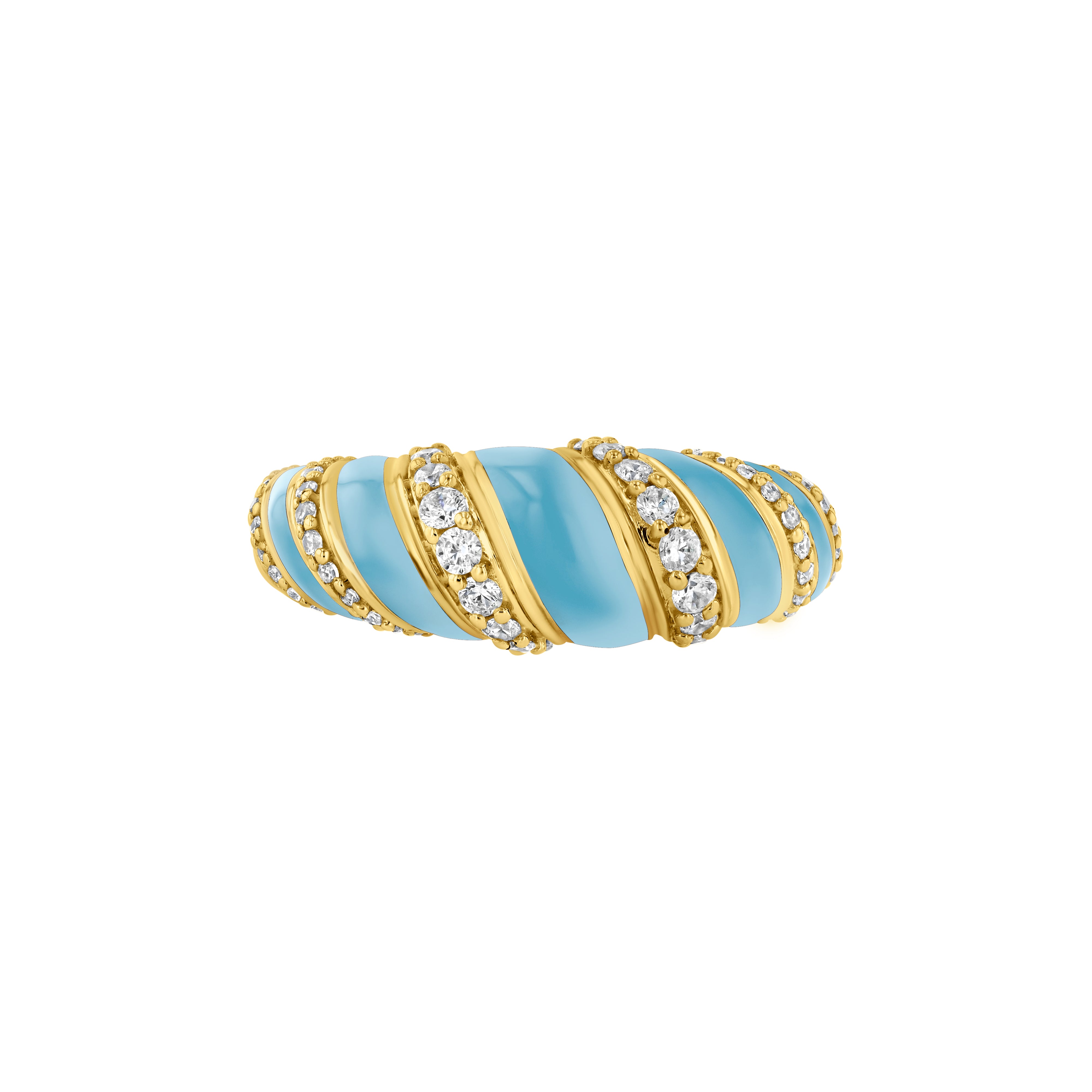 With A Twist Ring, Diamond & Enamel in Sky Blue