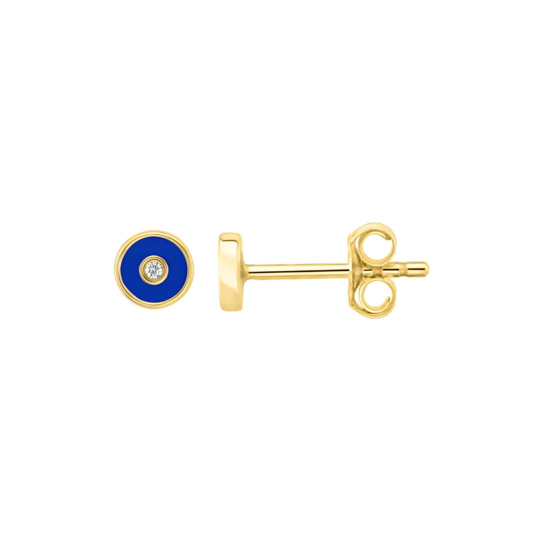 Petite Frites Round Stud Earrings in white gold and carbon neutral lab grown diamonds with enamel