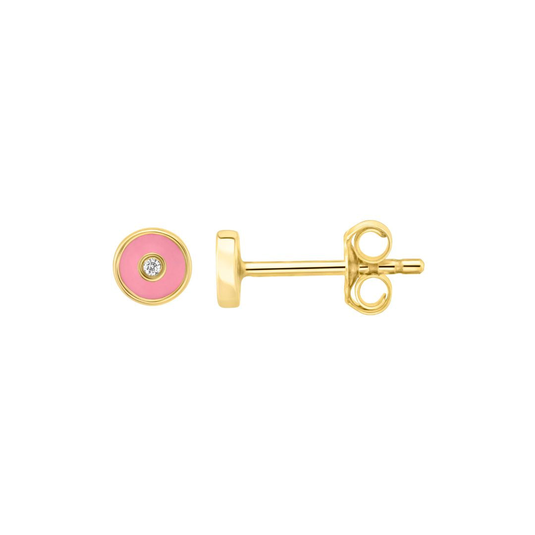 Petite Frites Round Stud Earrings in white gold and carbon neutral lab grown diamonds with enamel