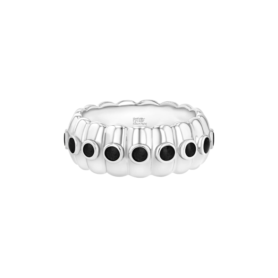 Petite Frites Cigar Band Ring in Silver