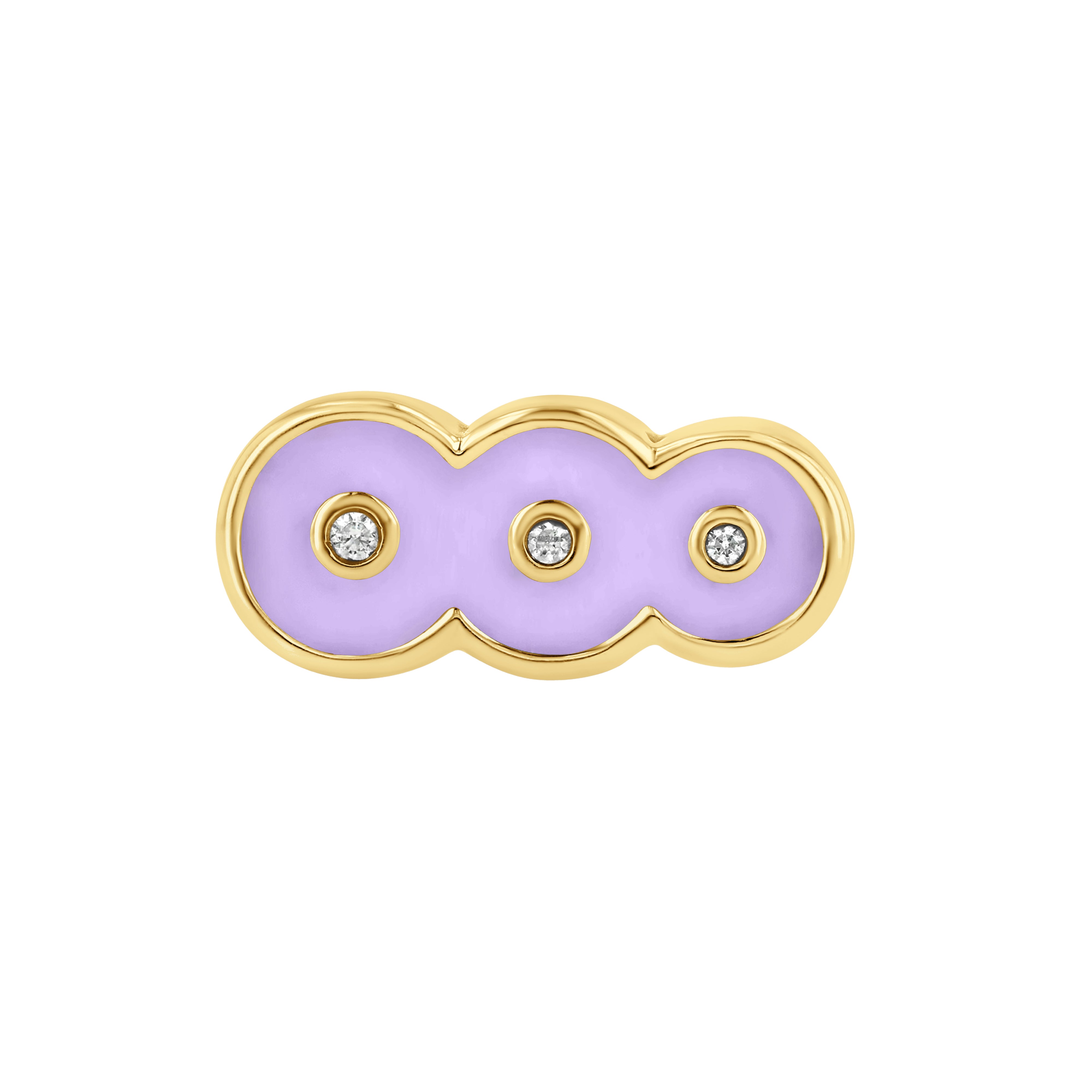 The top down view of the Petite Frites Martini Clasp in Yellow Gold with Lavender Enamel