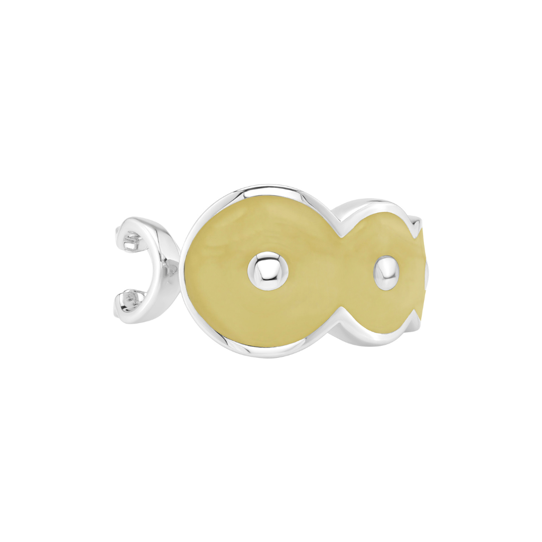 Petite Frites Martini Ring in Silver and Enamel in Buttercream