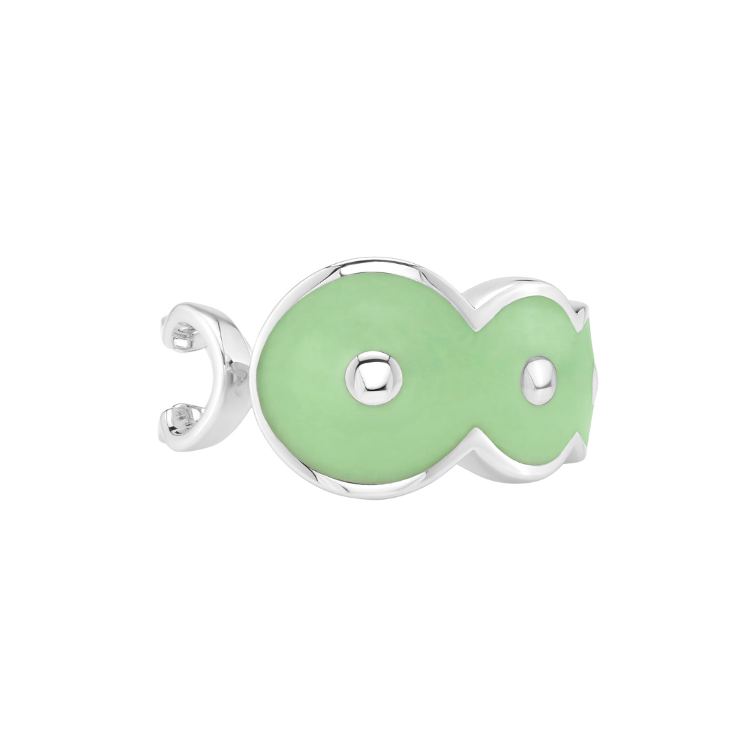 Petite Frites Martini Ring in Silver and Enamel in Mint Green