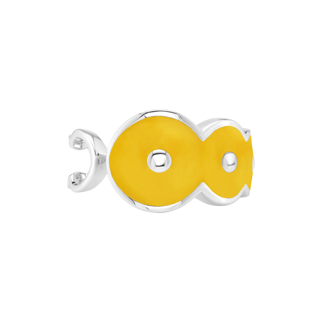 Petite Frites Martini Ring in Silver and Enamel in Mustard Yellow