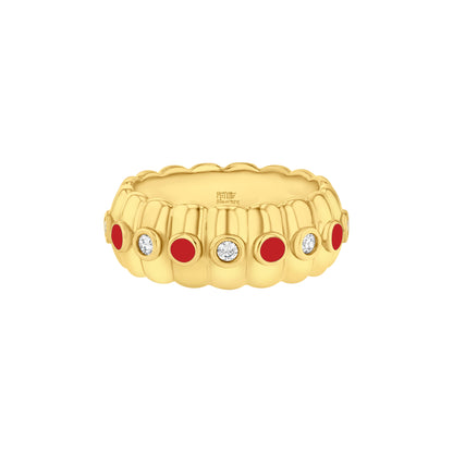 CIGAR BAND Ring, Diamond & Enamel