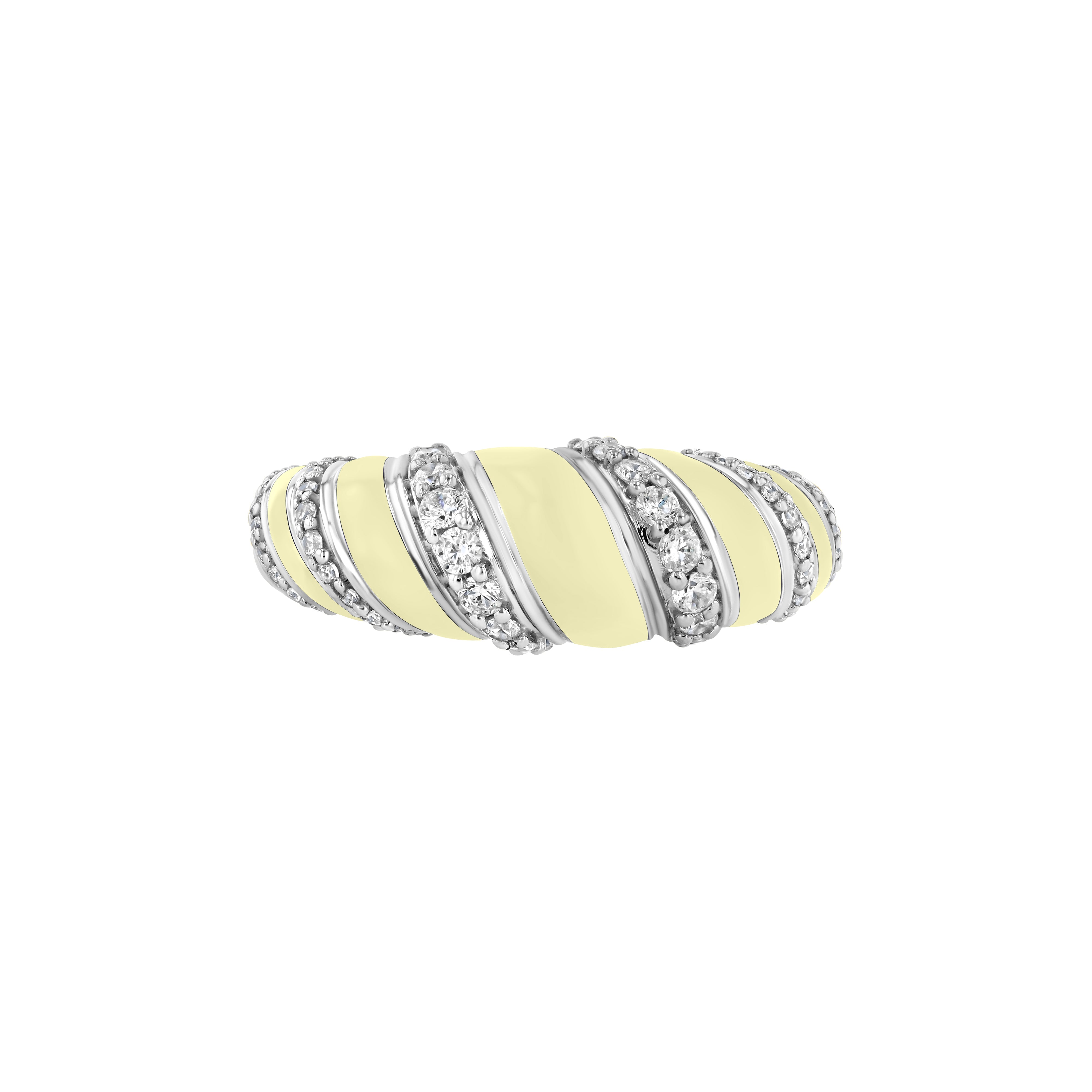 With A Twist Ring, Diamond & Enamel in Buttercream