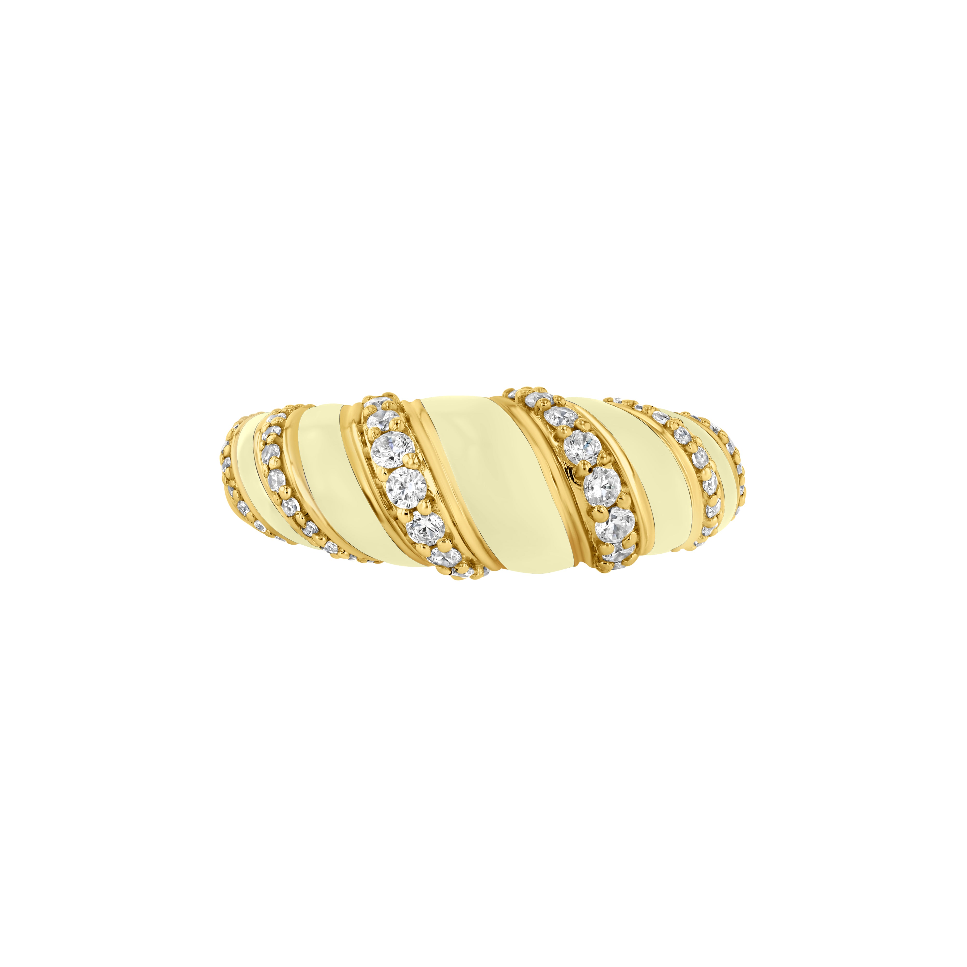 With A Twist Ring, Diamond & Enamel in Buttercream