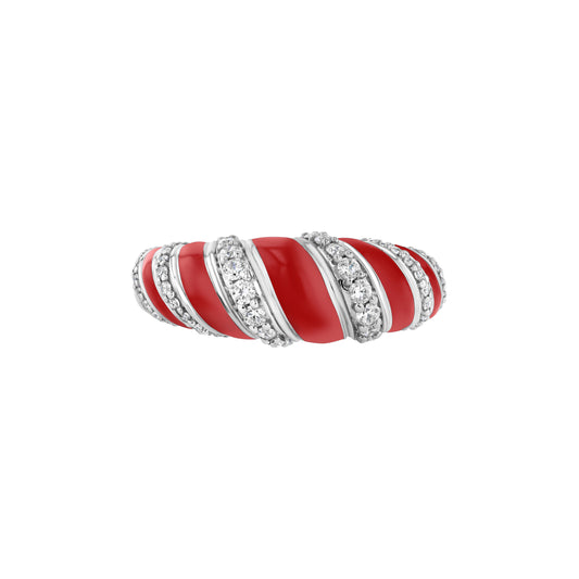 With A Twist Ring, Diamond & Enamel in Gogo Red